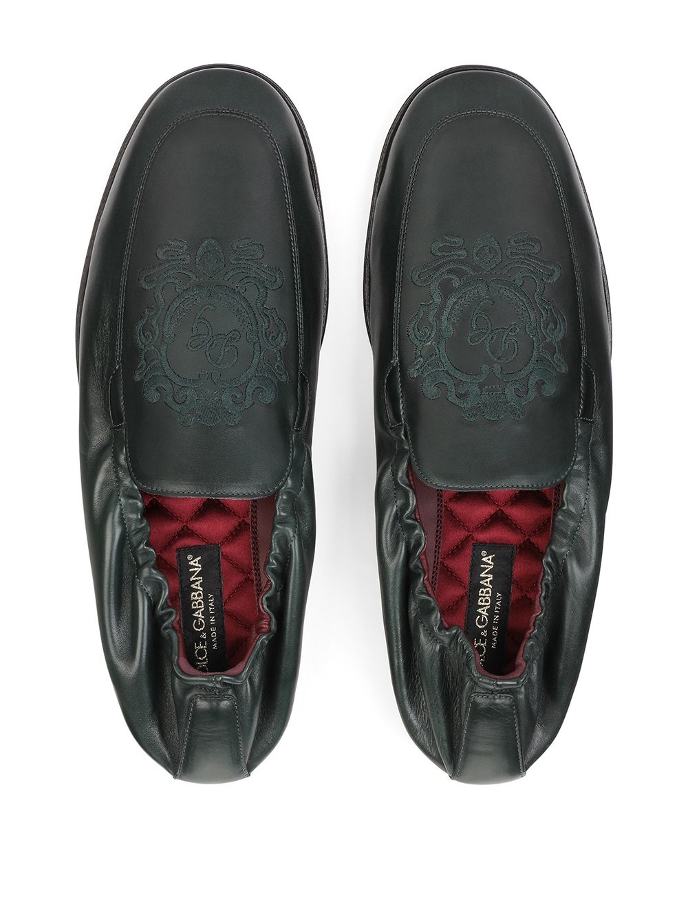 logo-embroidered leather loafers - 4