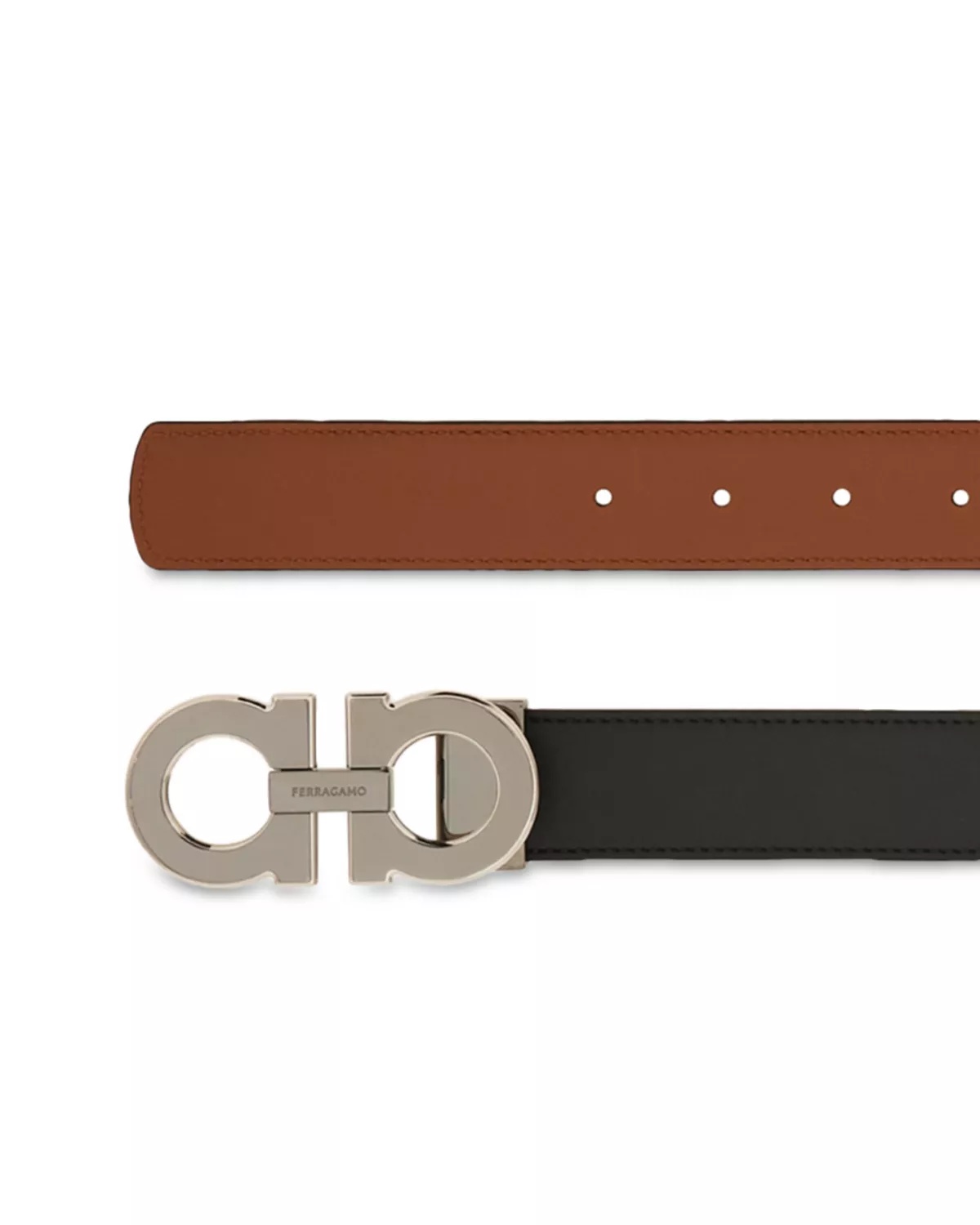 Men's Double Gancini Reversible Leather Belt - 3