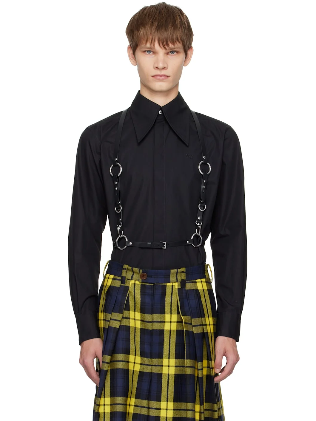 Black Smooth Leather Harness - 1