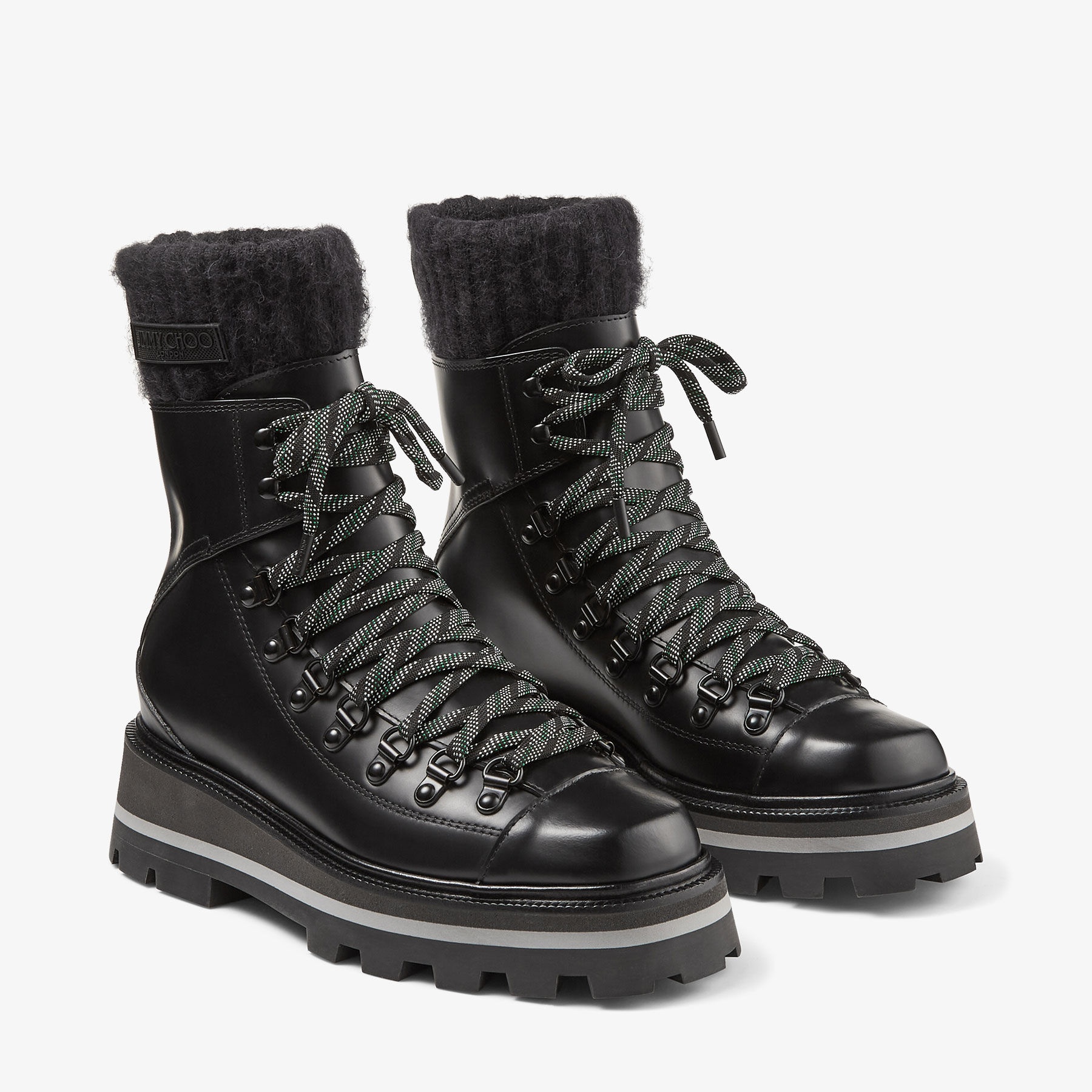 Chike Flat
Black Smooth Leather Ankle Boots with Knitted Sock - 3