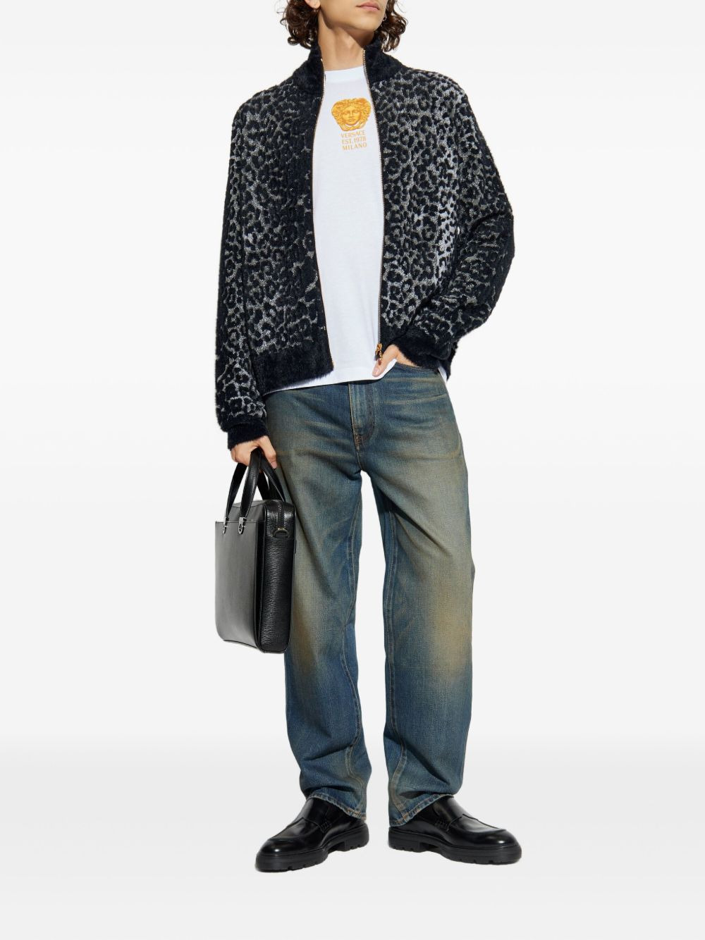 logo-plaque cotton jeans - 2