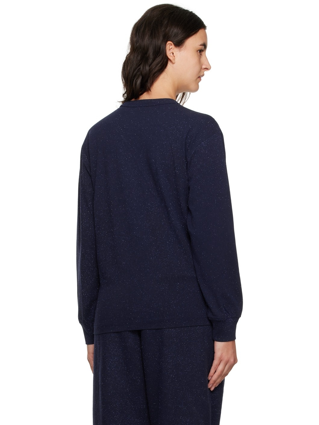 Navy Glittered Long Sleeve T-Shirt - 3