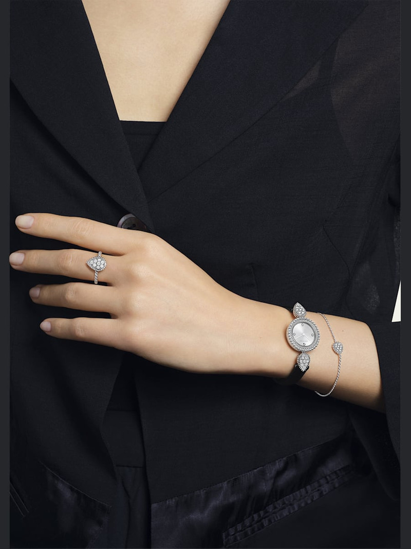 Boucheron 18K White Gold Serpent Boheme Diamond Ring with S Motif outlook