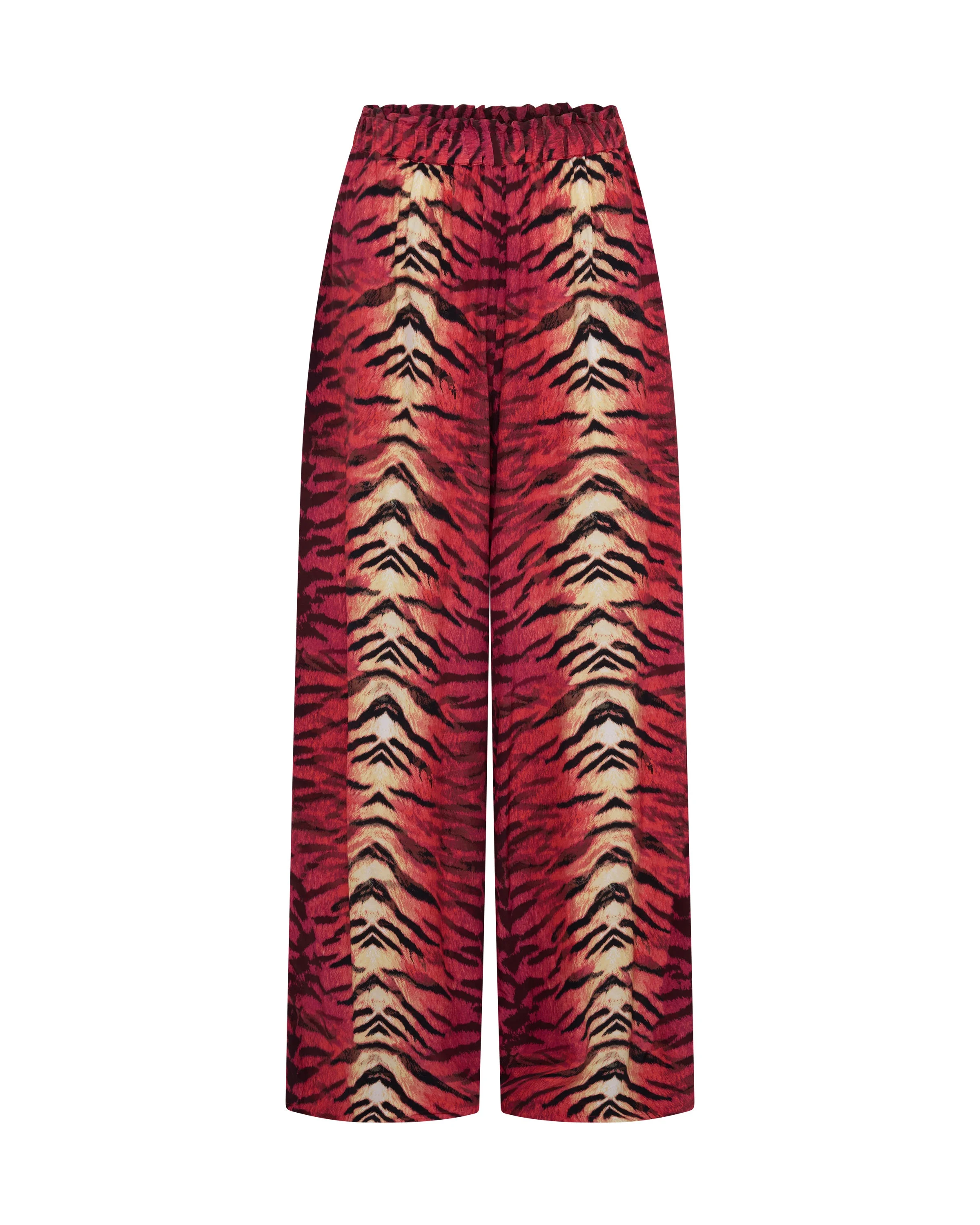 Wild Rouge Palazzo Pants - Red Animal Print - 1