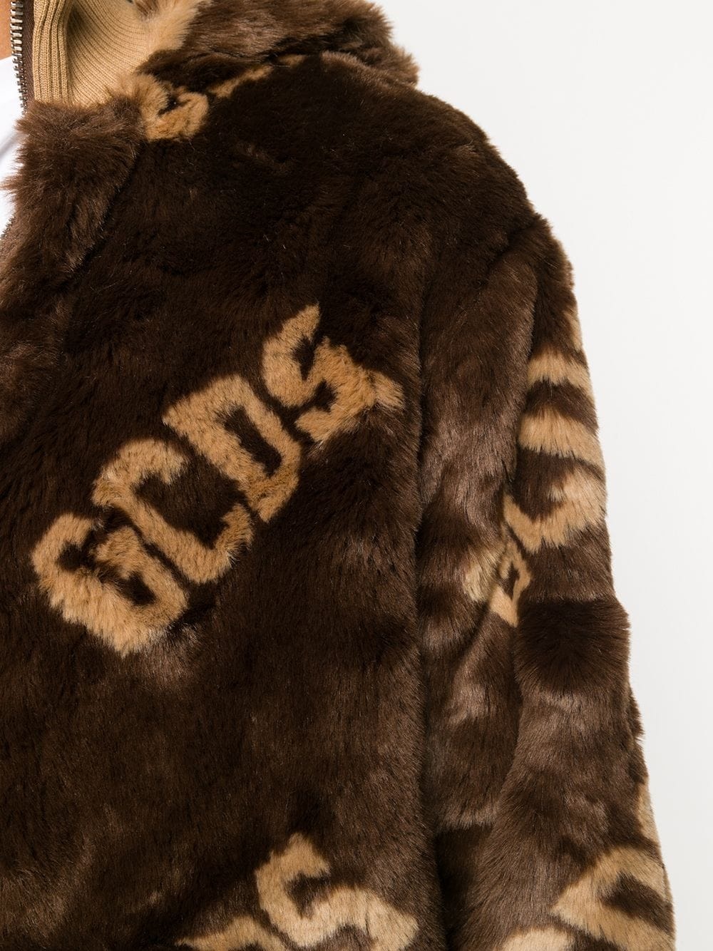 faux fur logo jacket - 5