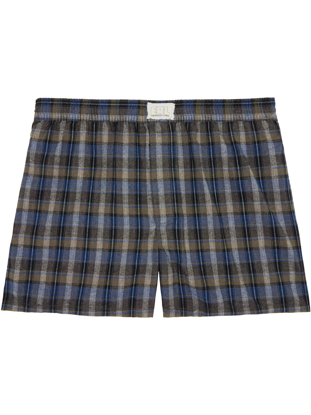 Gray & Navy Plaid Boxer Shorts - 1