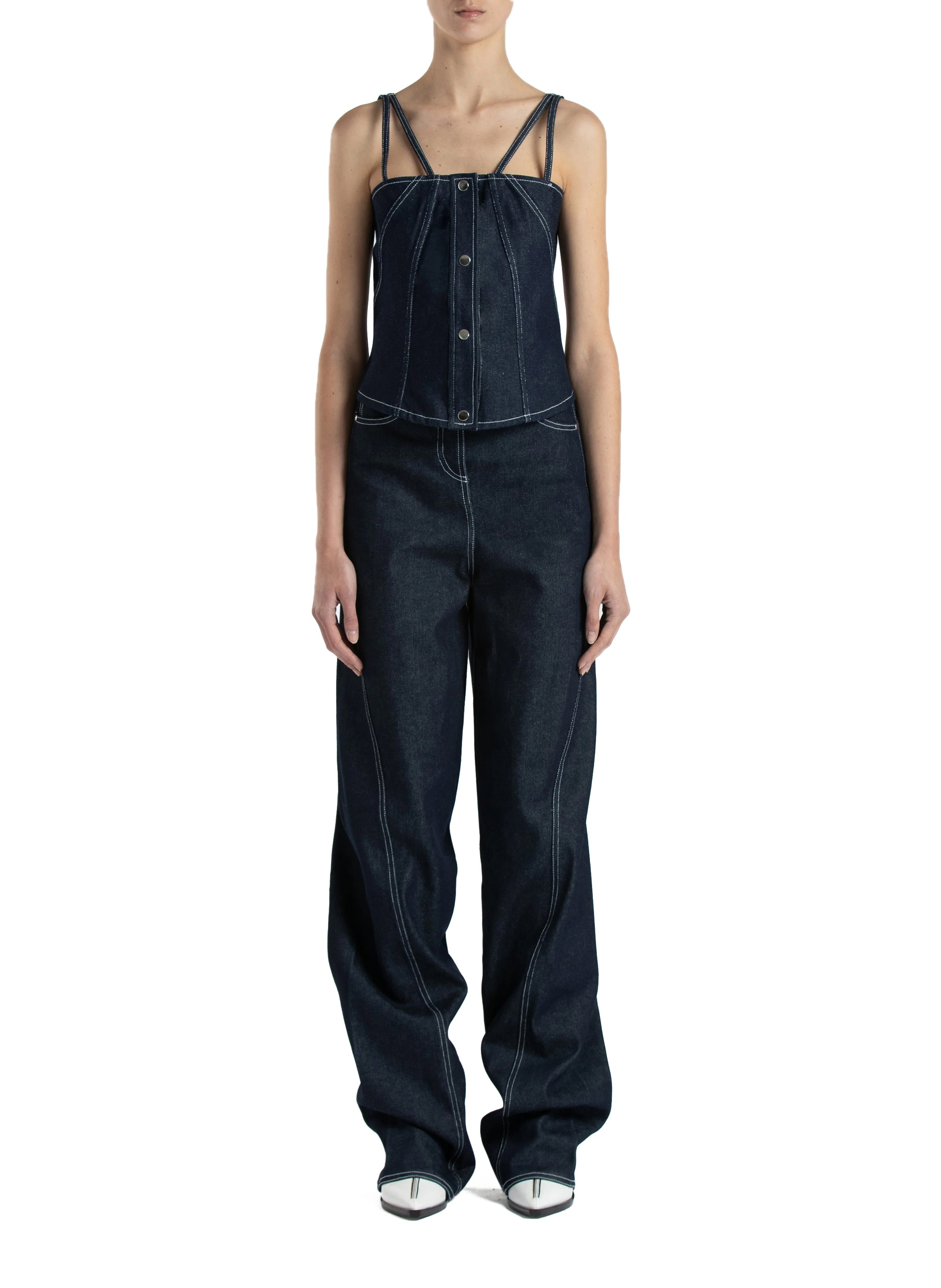 High Waisted Denim Trousers - 1