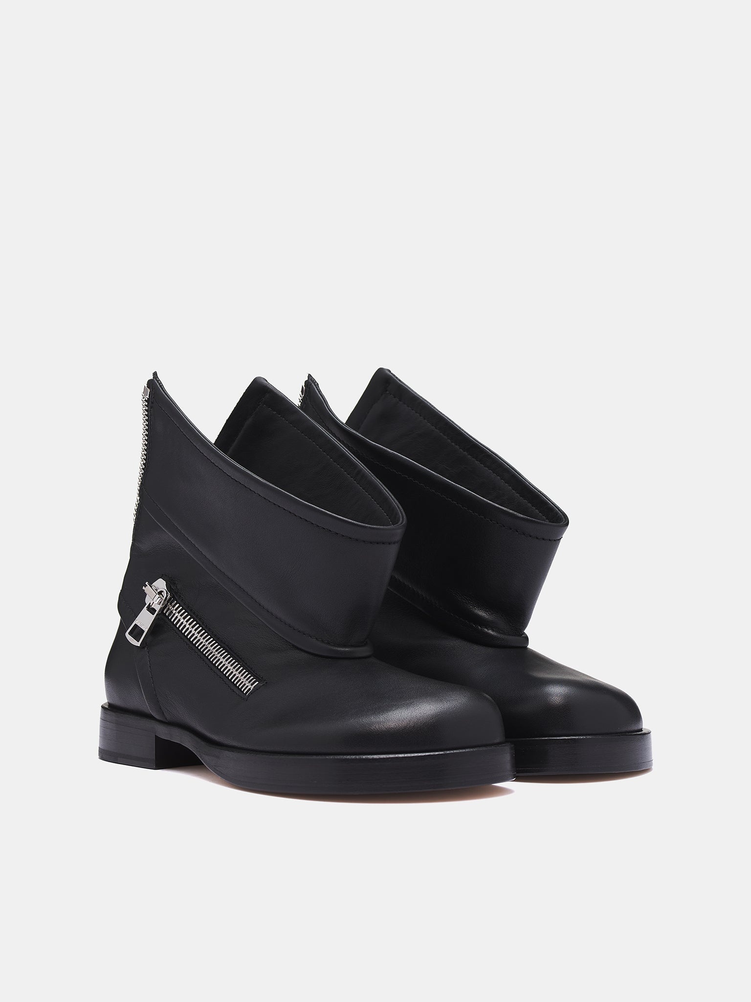 Biker Leather Ankle Boots - 2