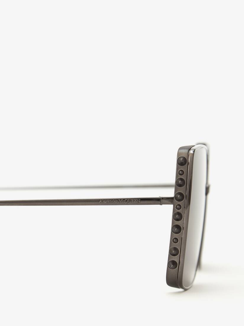 Punk Stud Square Sunglasses in Ruthenium - 4