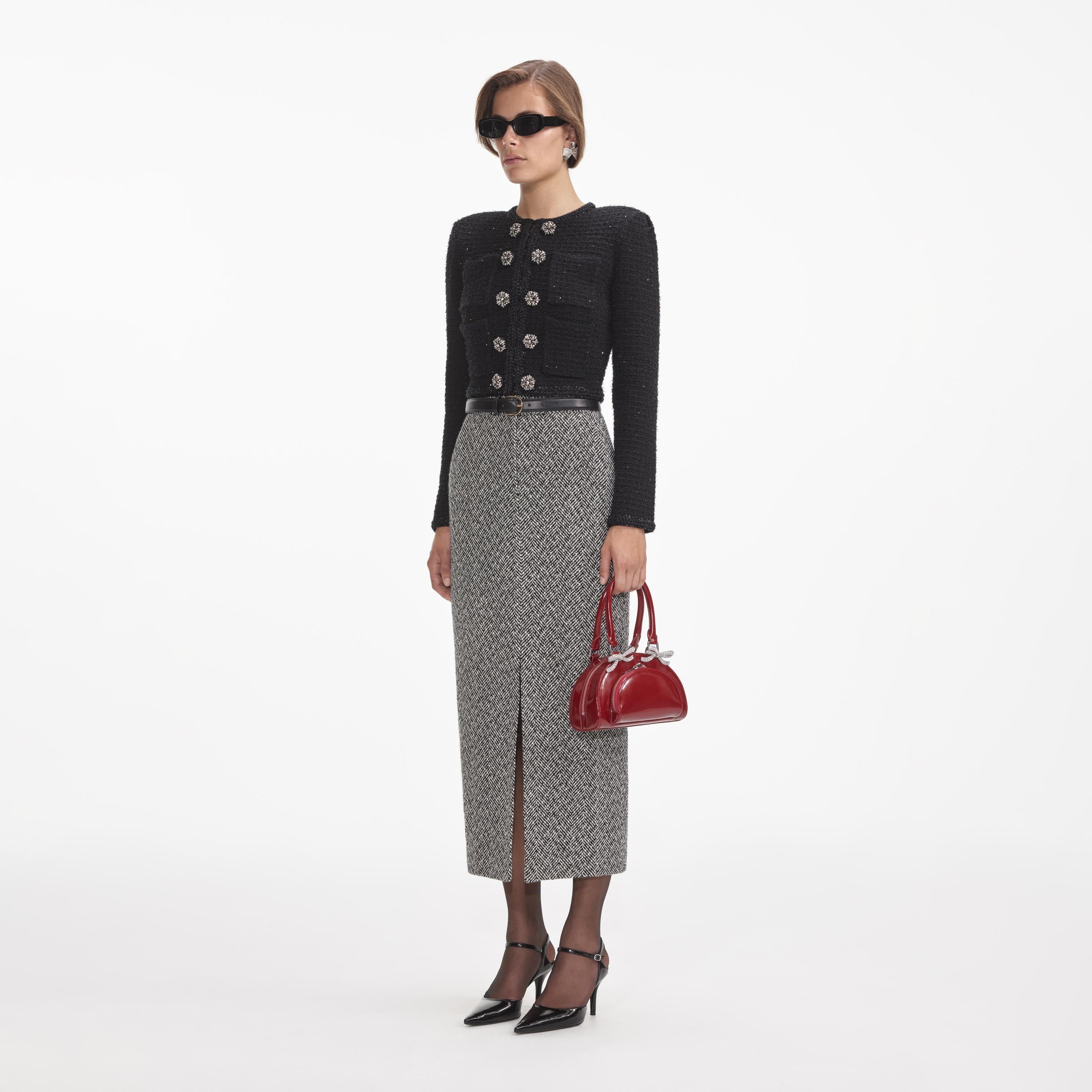 Black Textured Knit Jacket - 2