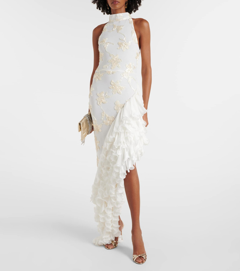 ROTATE Bridal floral-appliqué maxi dress outlook