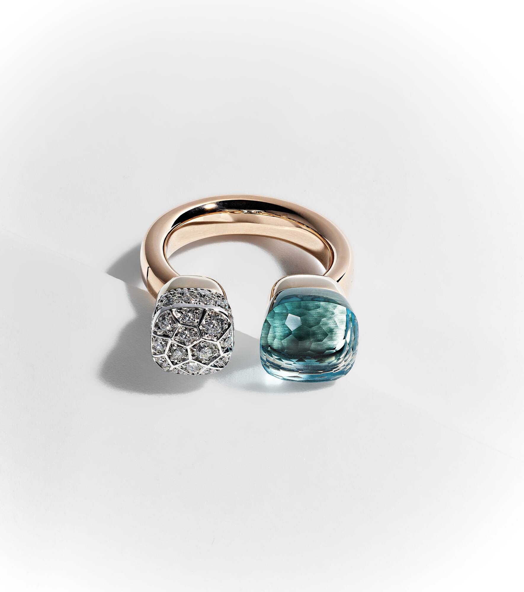 Nudo 18kt rose and white gold ring with topaz and diamonds - 5