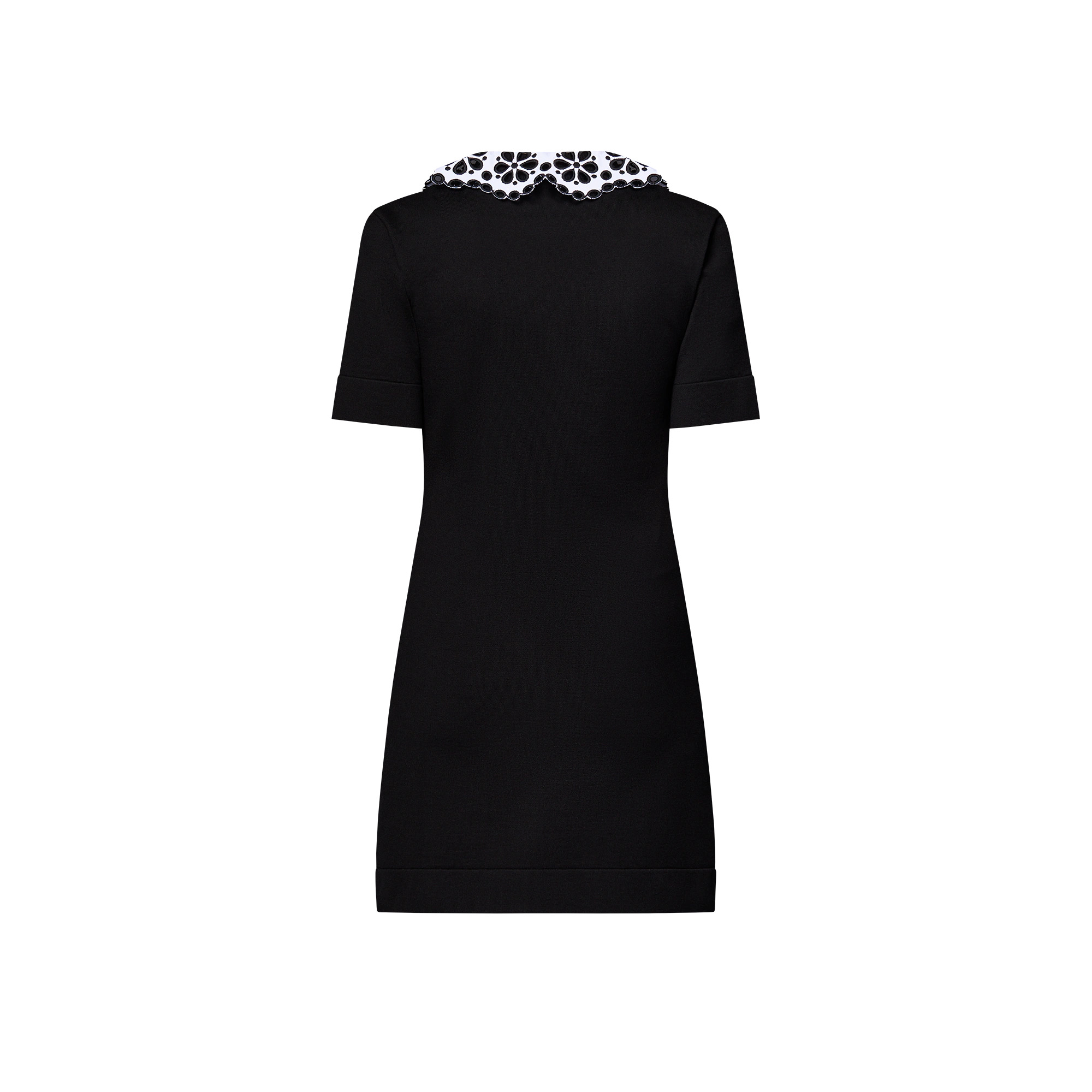 Broderie Collar Zip-Up Knit Dress - 3