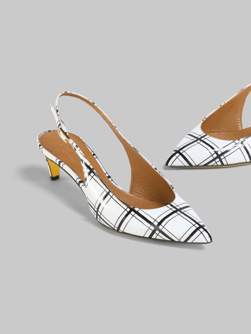 WHITE AND BLACK CHECKED PATENT LEATHER RHYTHM SLINGBACK - 5