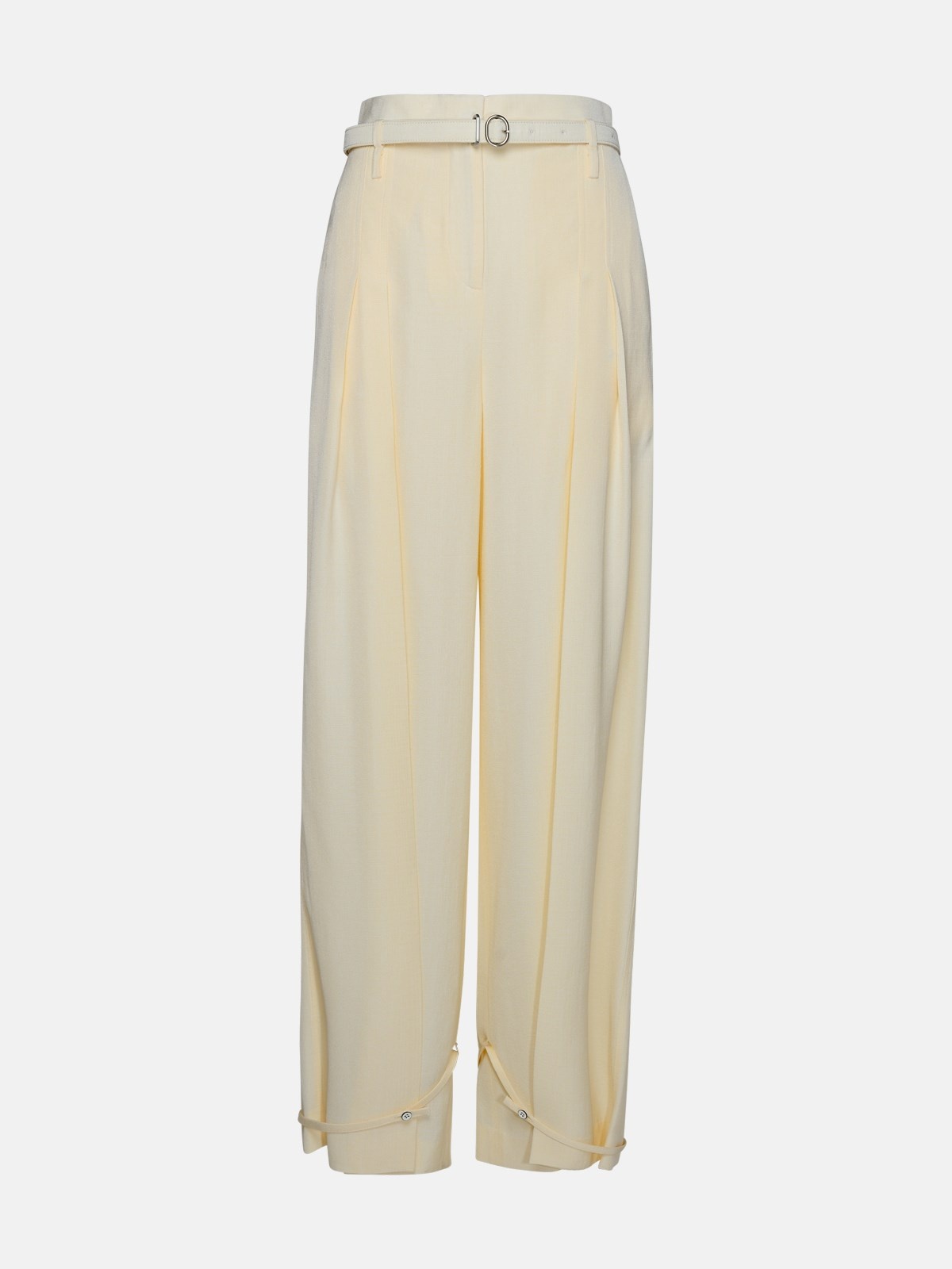 CREAM SILK BLEND TROUSERS - 1