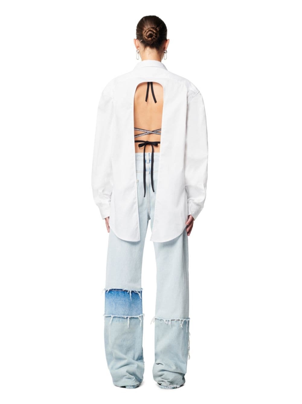 Layered Denim Baggy Pants - 4