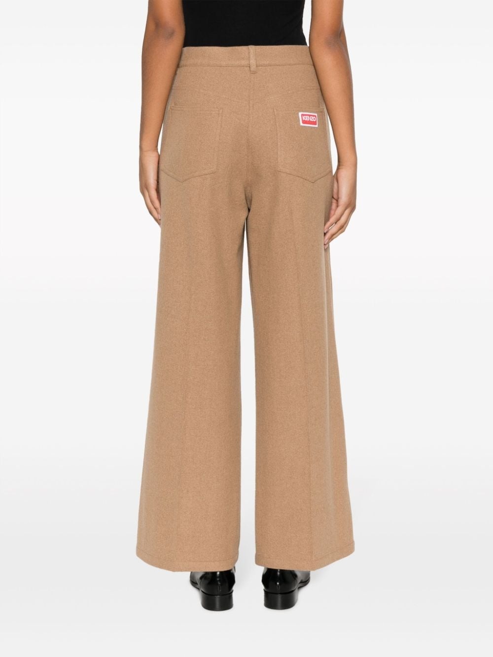 logo-tag felted wide-leg trousers - 4