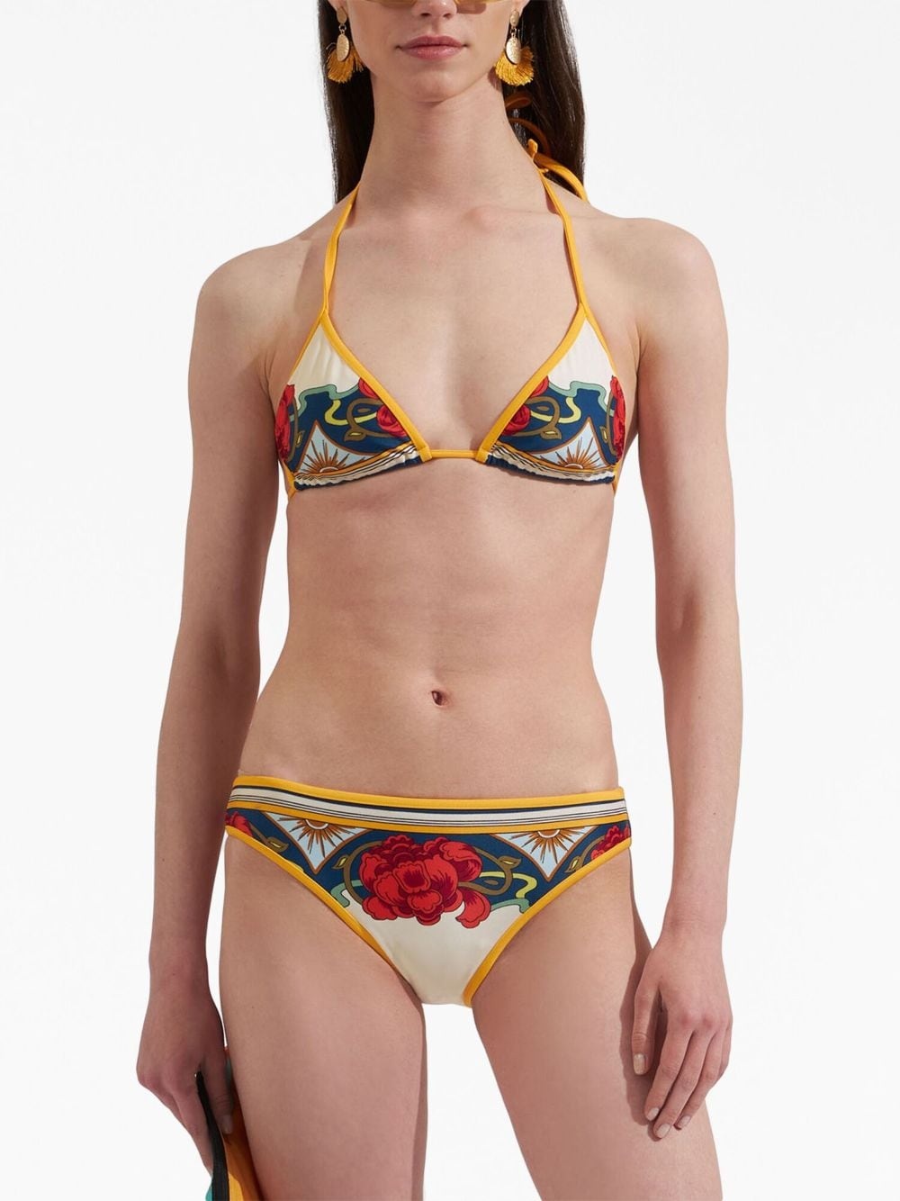 tropical-print bikini top - 2