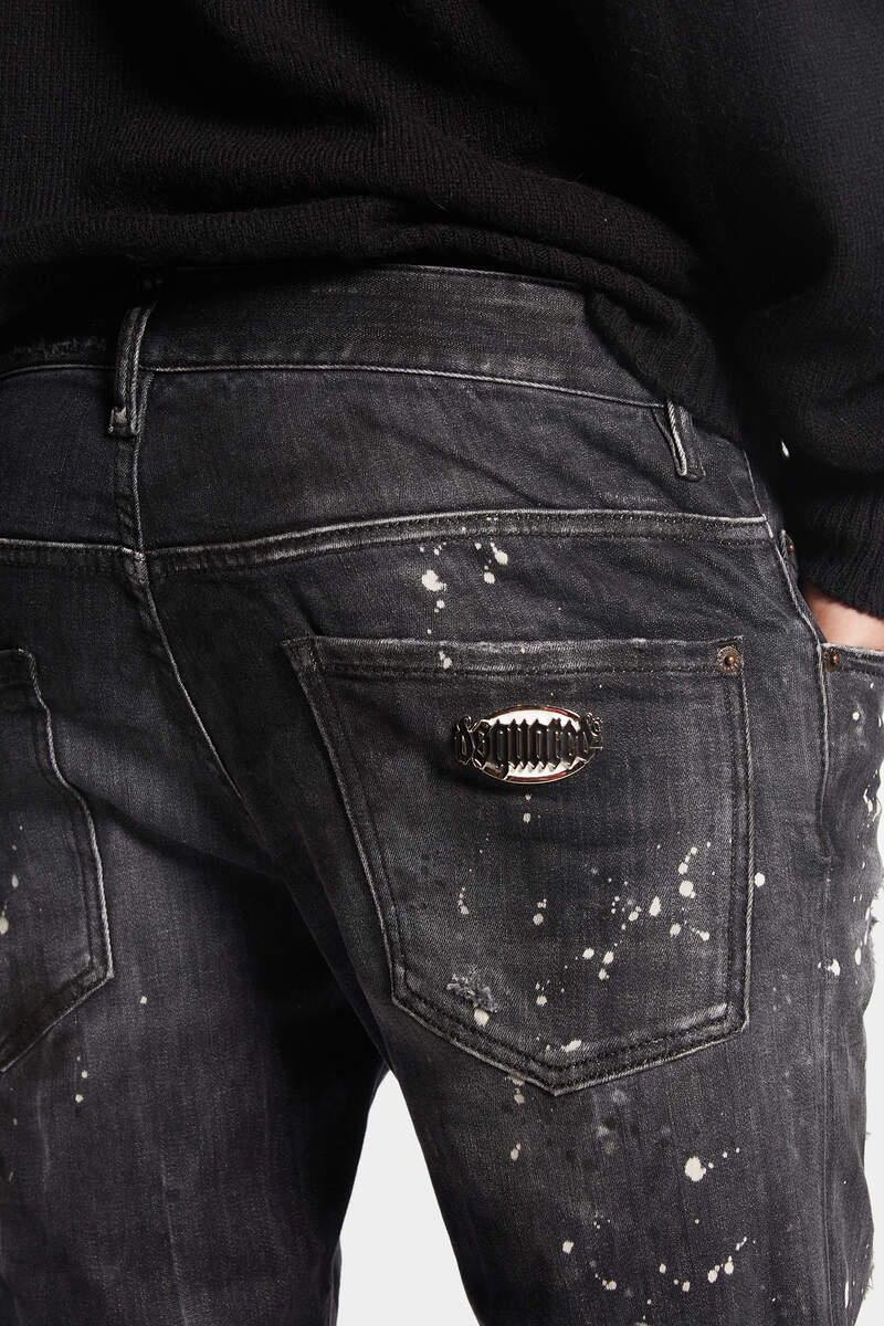BLACK DIAMOND & STUDS WASH SKATER JEANS - 6