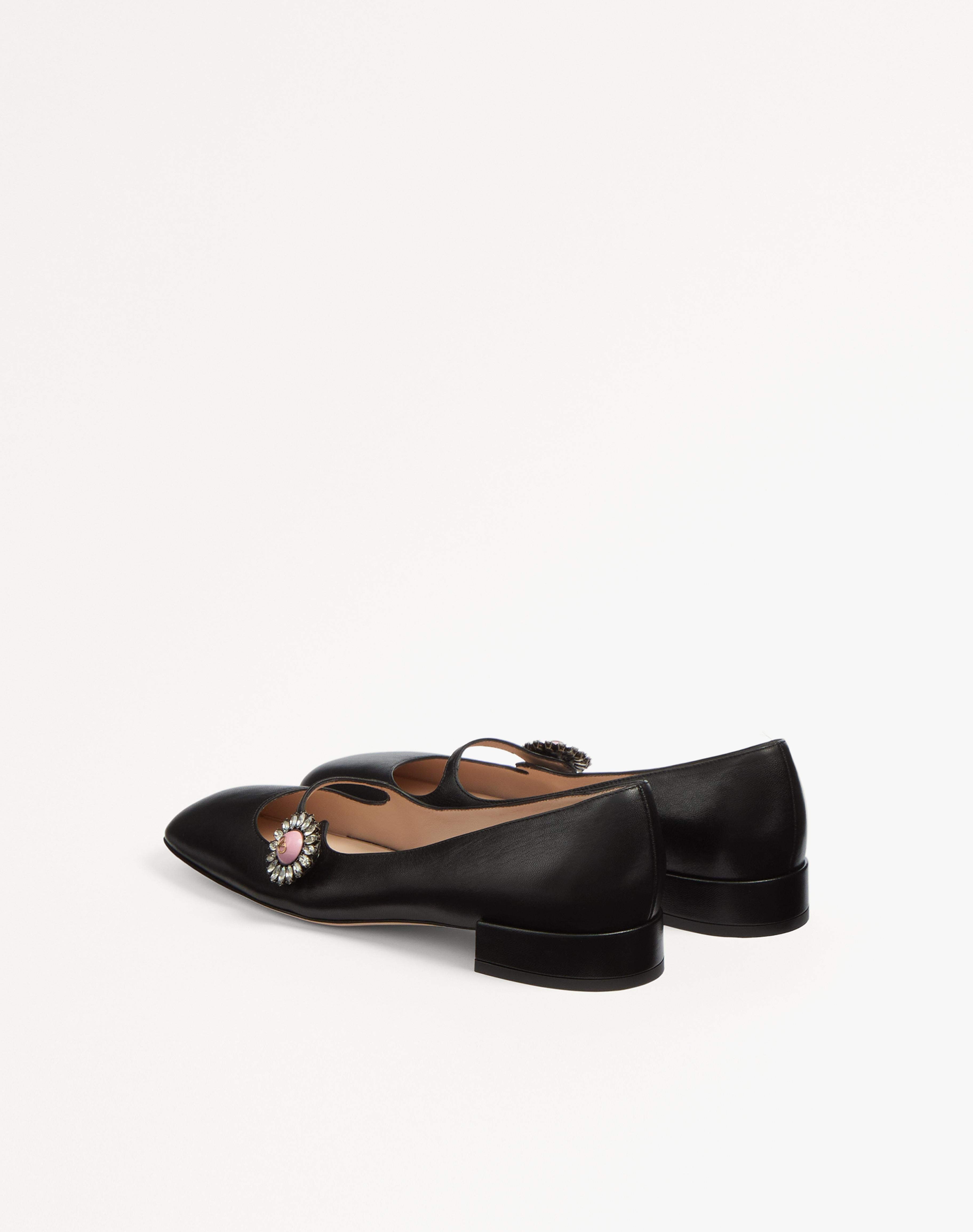 MARY-JANE PRESHOES BALLERINA IN KIDSKIN WITH JEWEL BUTTON 20MM - 6