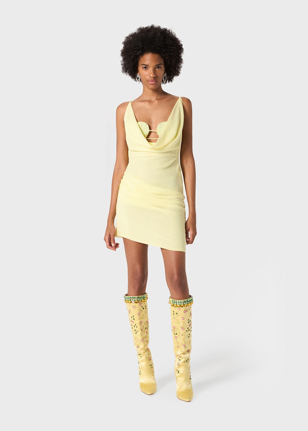 MINI DRESS IN GEORGETTE WITH RHINESTONE BRA DETAIL - 2