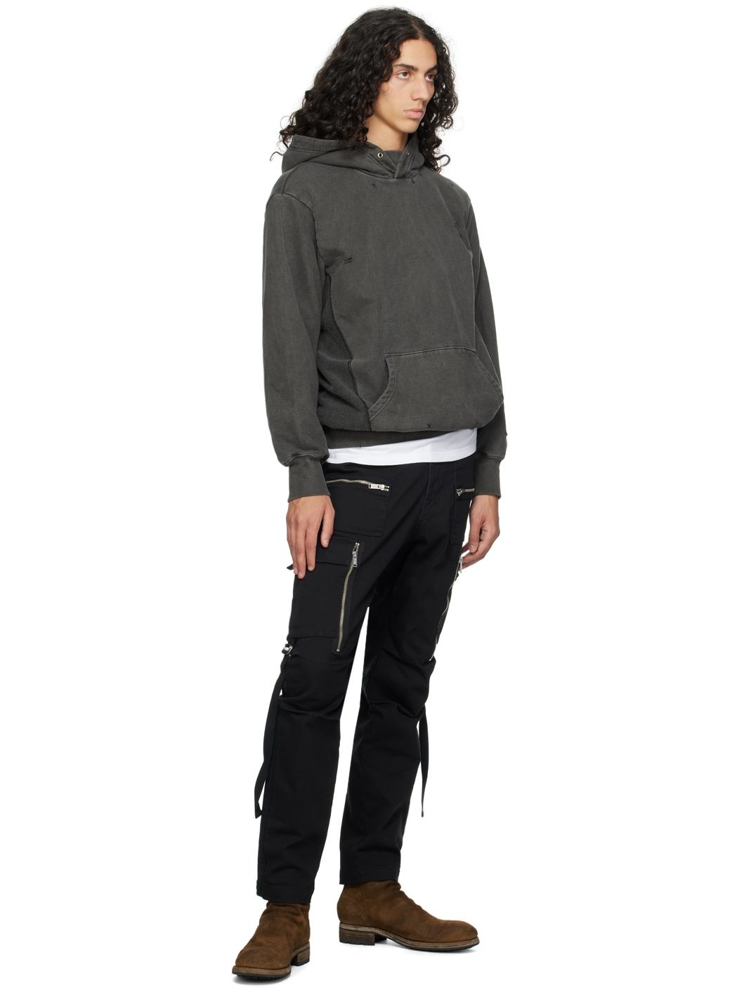 Black Zip Cargo Pants - 4