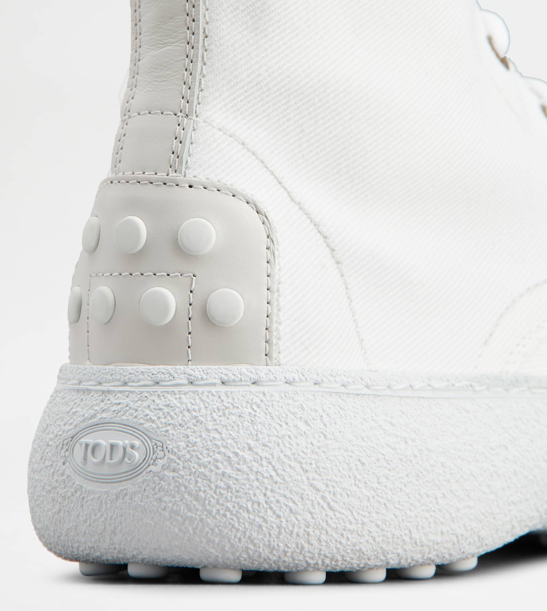 TOD'S W. G. LACE-UP ANKLE BOOTS IN CANVAS AND LEATHER - OFF WHITE - 6
