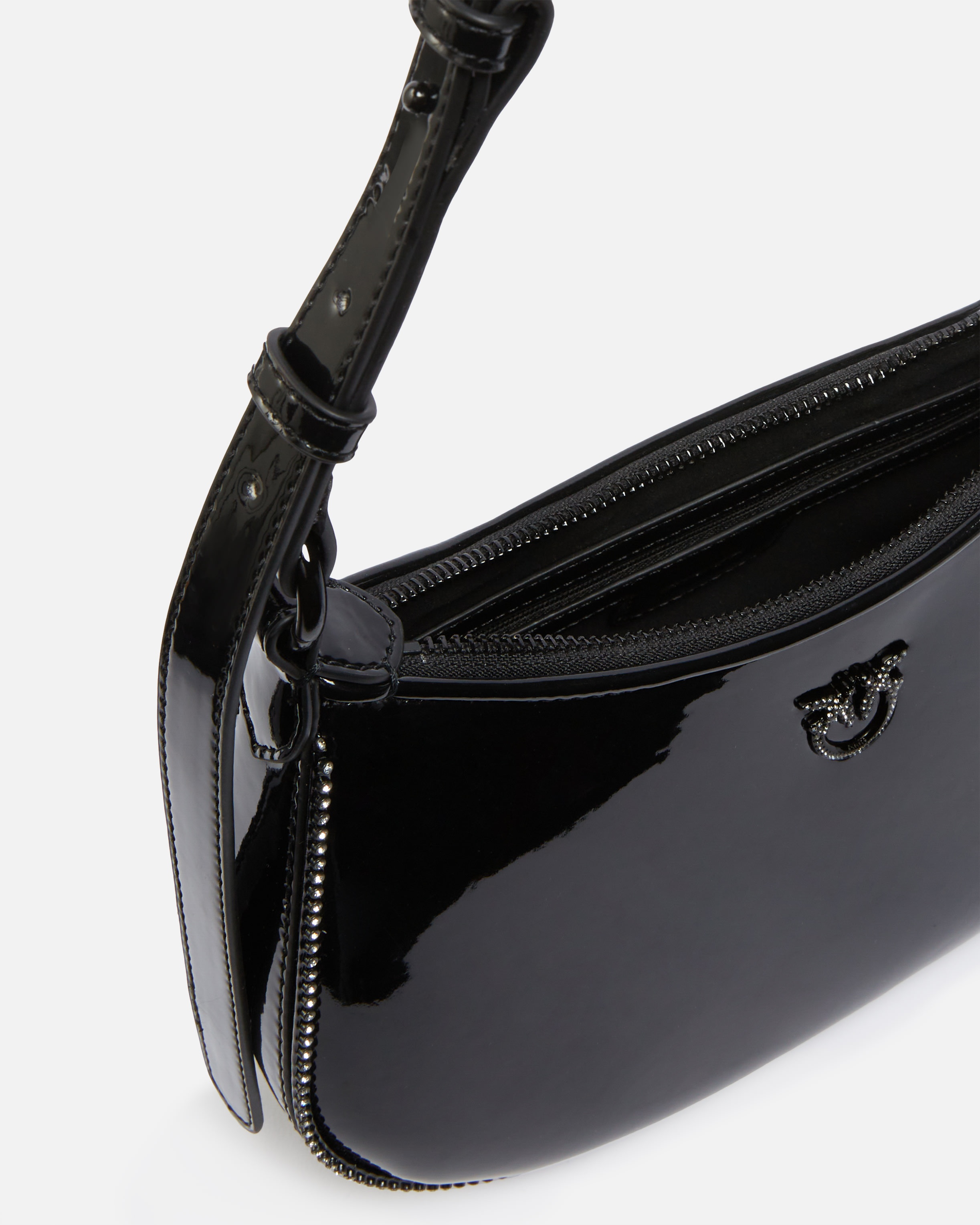 PATENT HALF MOON HANDBAG WITH RHINESTONES - 4