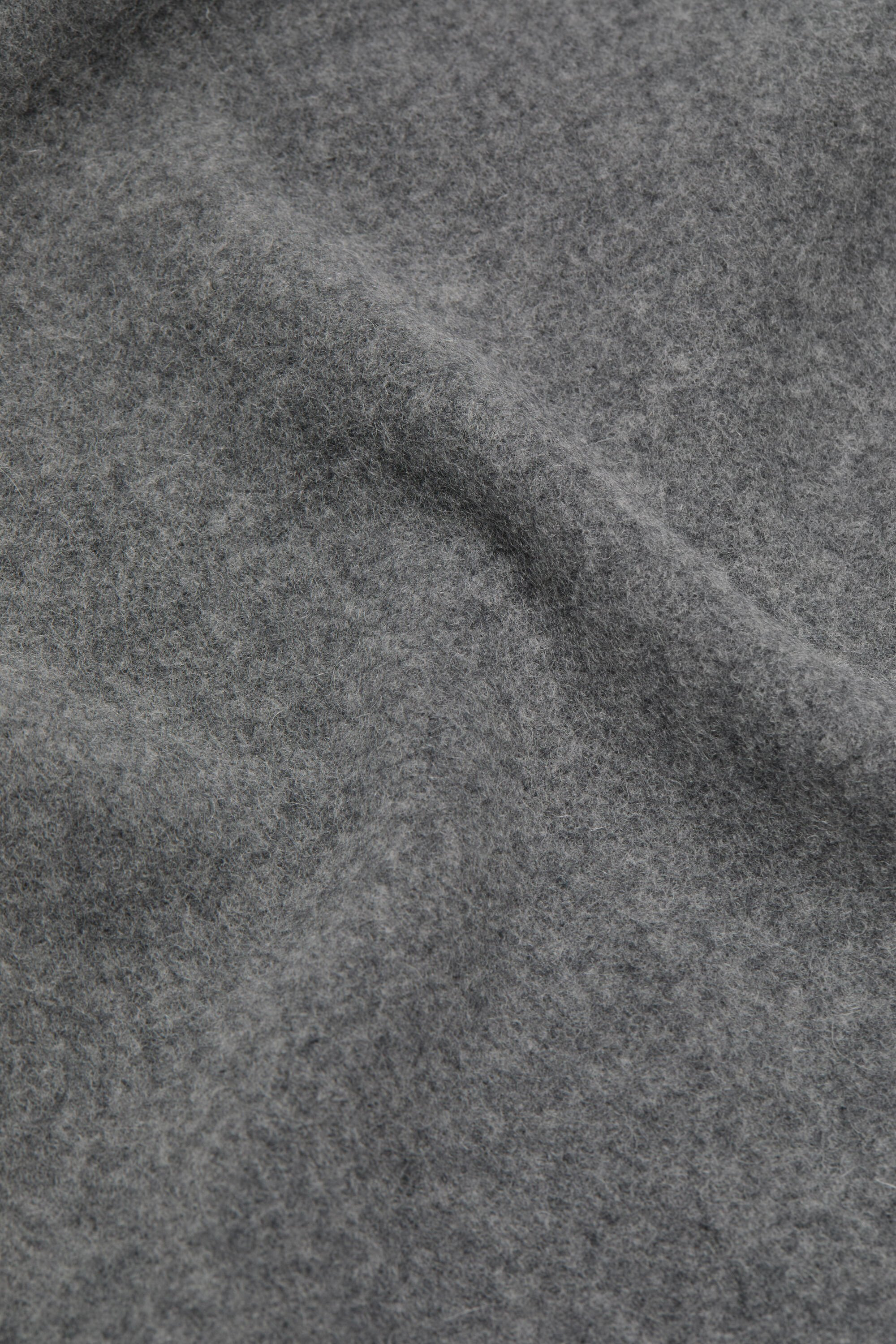 Fringe wool scarf – Narrow - Grey Melange - 5