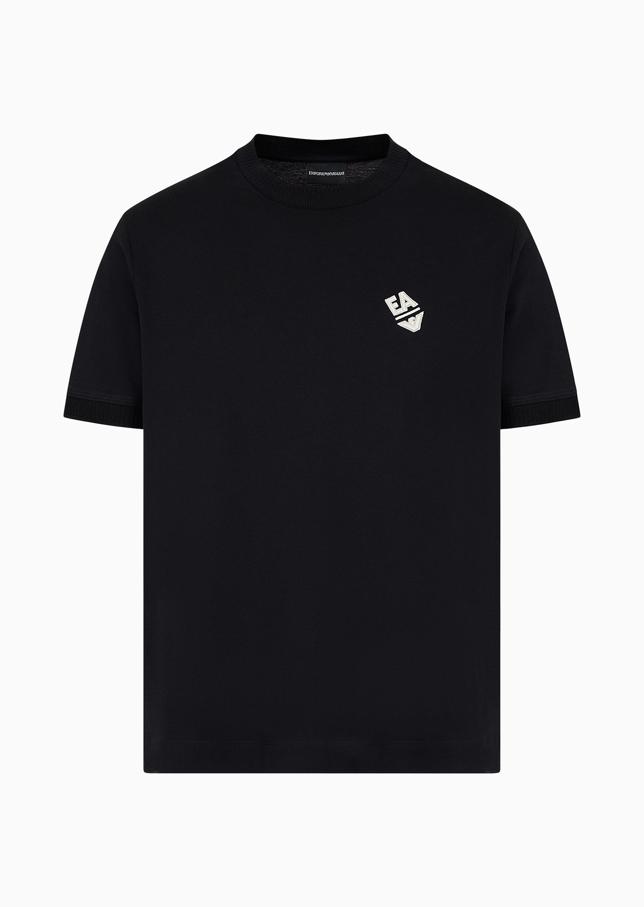 Lightweight jersey T-shirt with logo embroidery and ribbed trim - 1