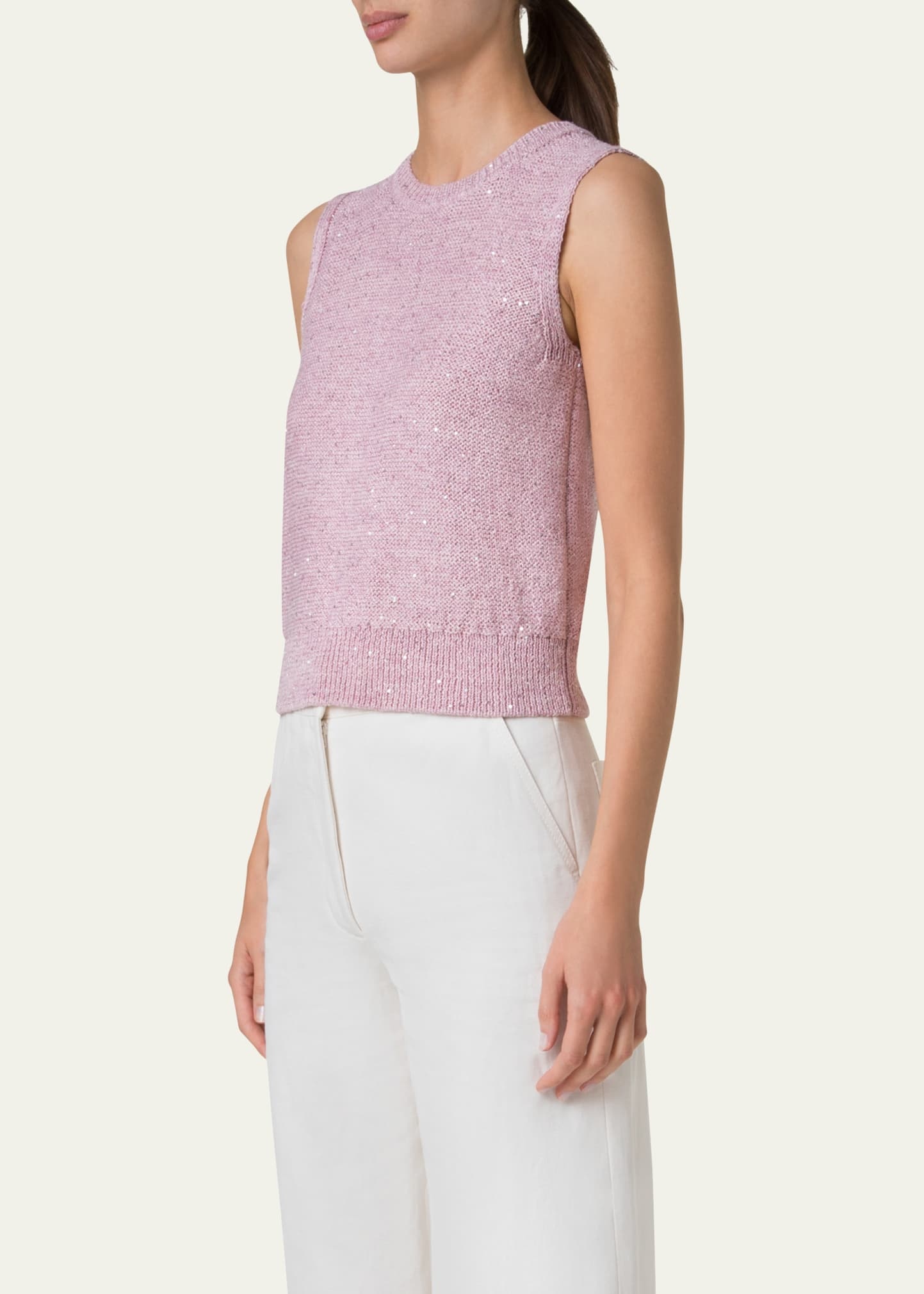 Micro Sequined Knit Sleeveless Sweater - 4