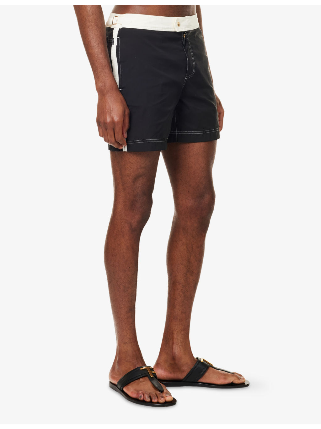 Contrast-Trim Belted Swim Shorts - 3