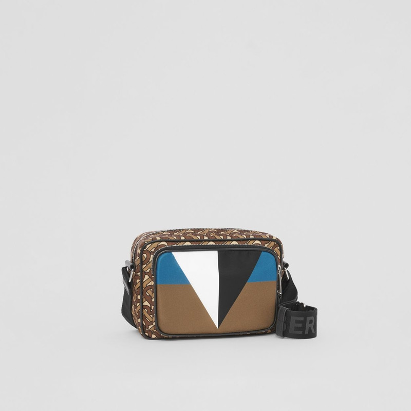 Geometric and Monogram Print Nylon Crossbody Bag 7