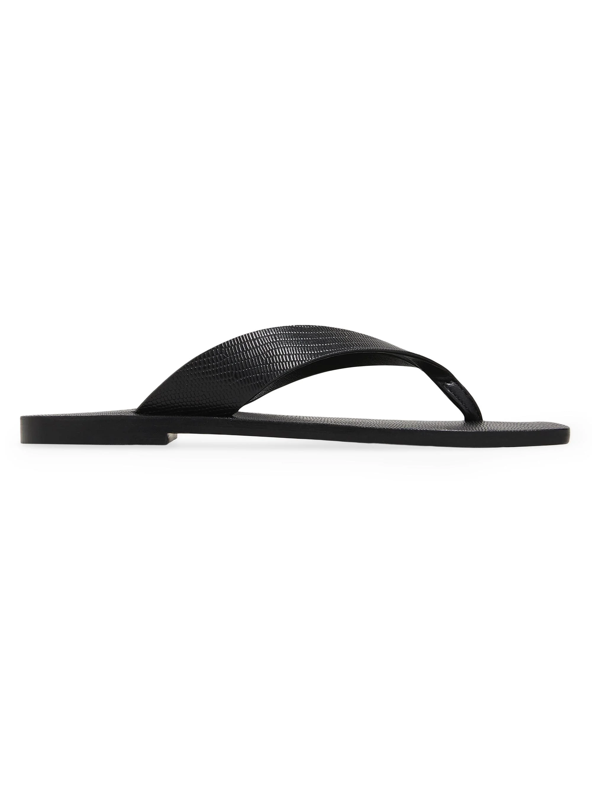 A. Emery Women's Kinto Lizard-Embossed Sandals - Black Embossed Lizard - 1