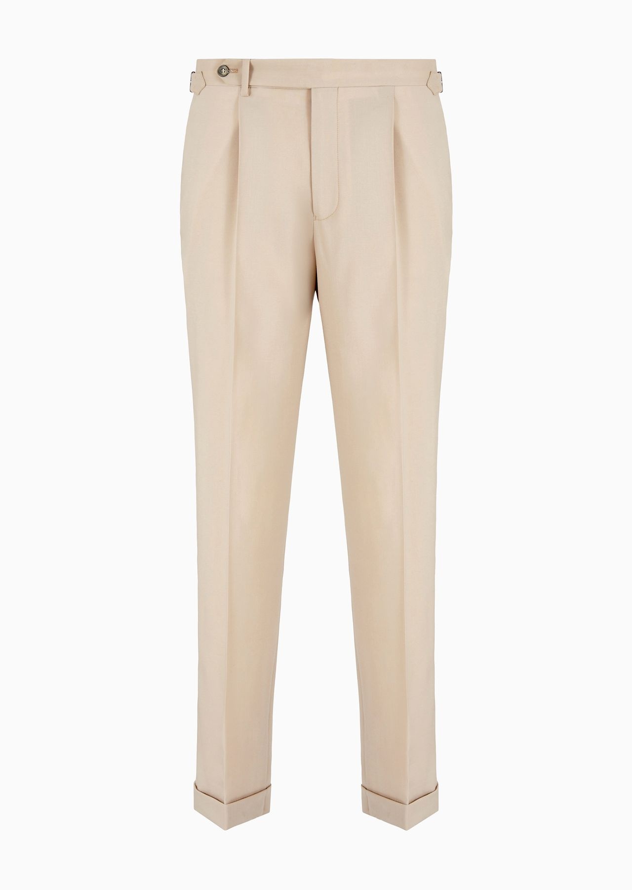 Trousers with a side strap in natural stretch tropical light wool - 1