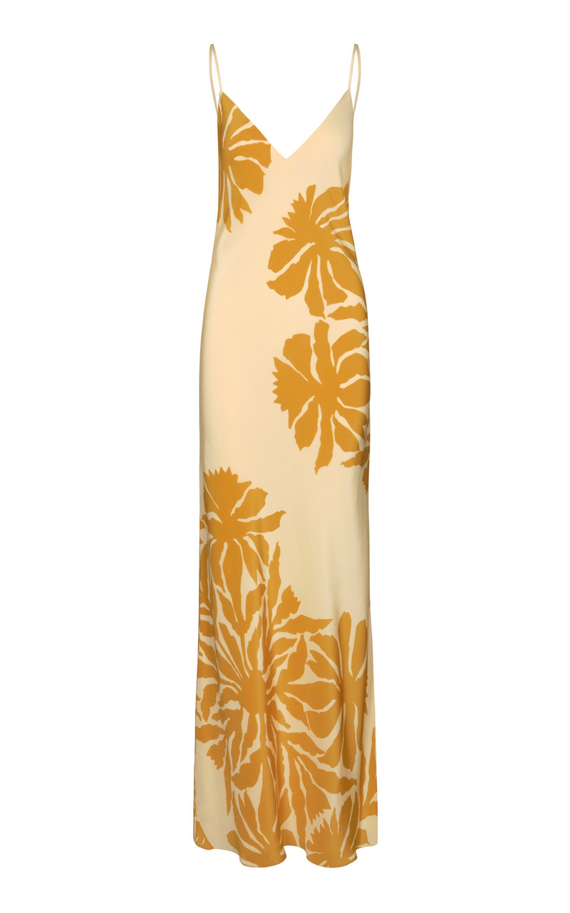 Tropical Harmony Silk Maxi Dress yellow 1