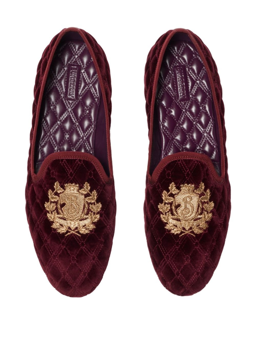 quilted crest-embellished loafers - 3