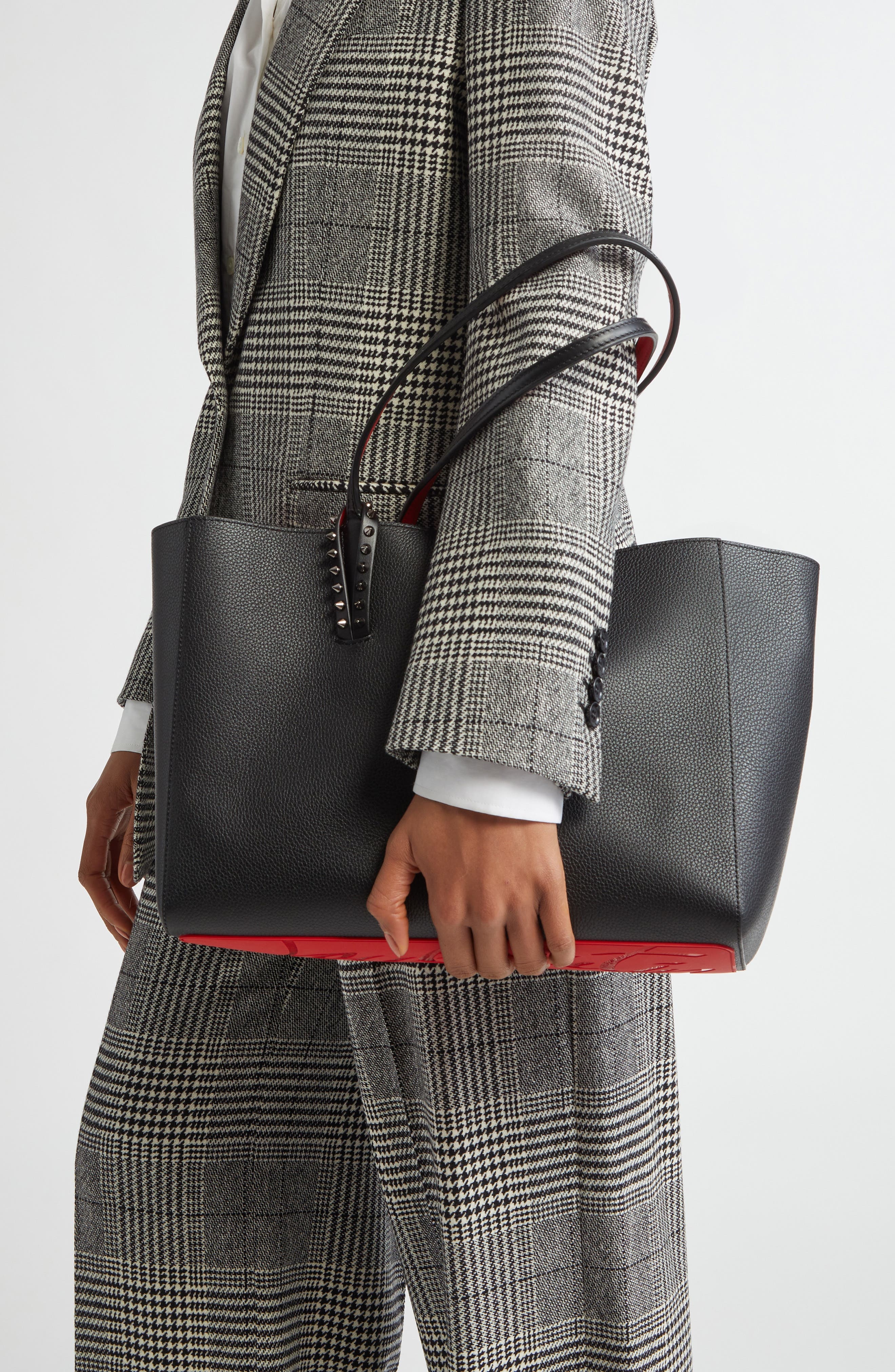 Christian Louboutin Small Cabata Soft Leather Tote in B078 Black/Gun Metal at Nordstrom - 3