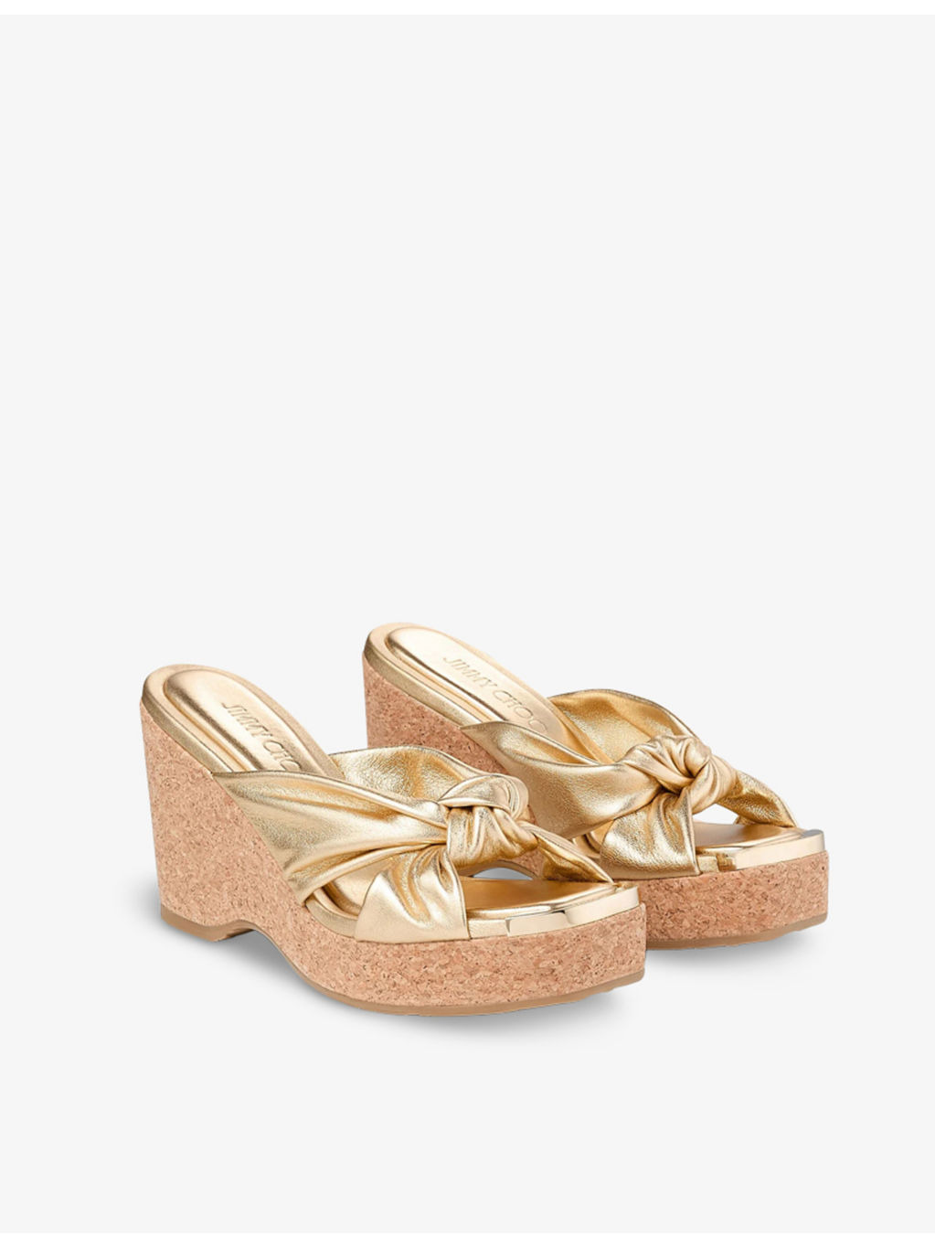 Avenue twist-knot metallic-leather wedges - 3