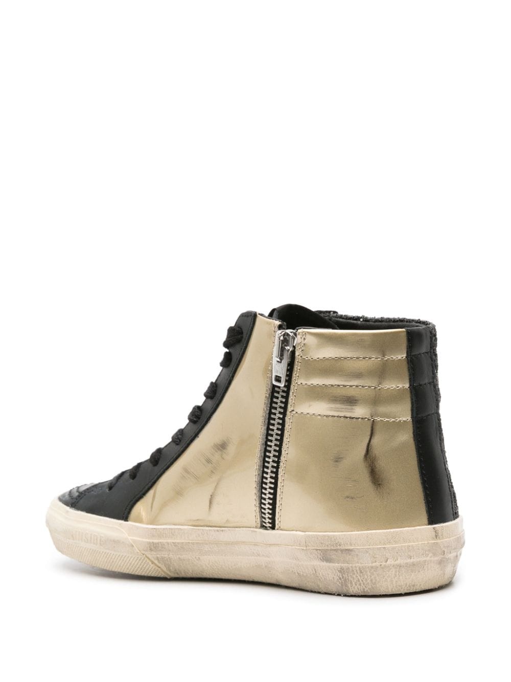 Slide high-top leather sneakers - 3