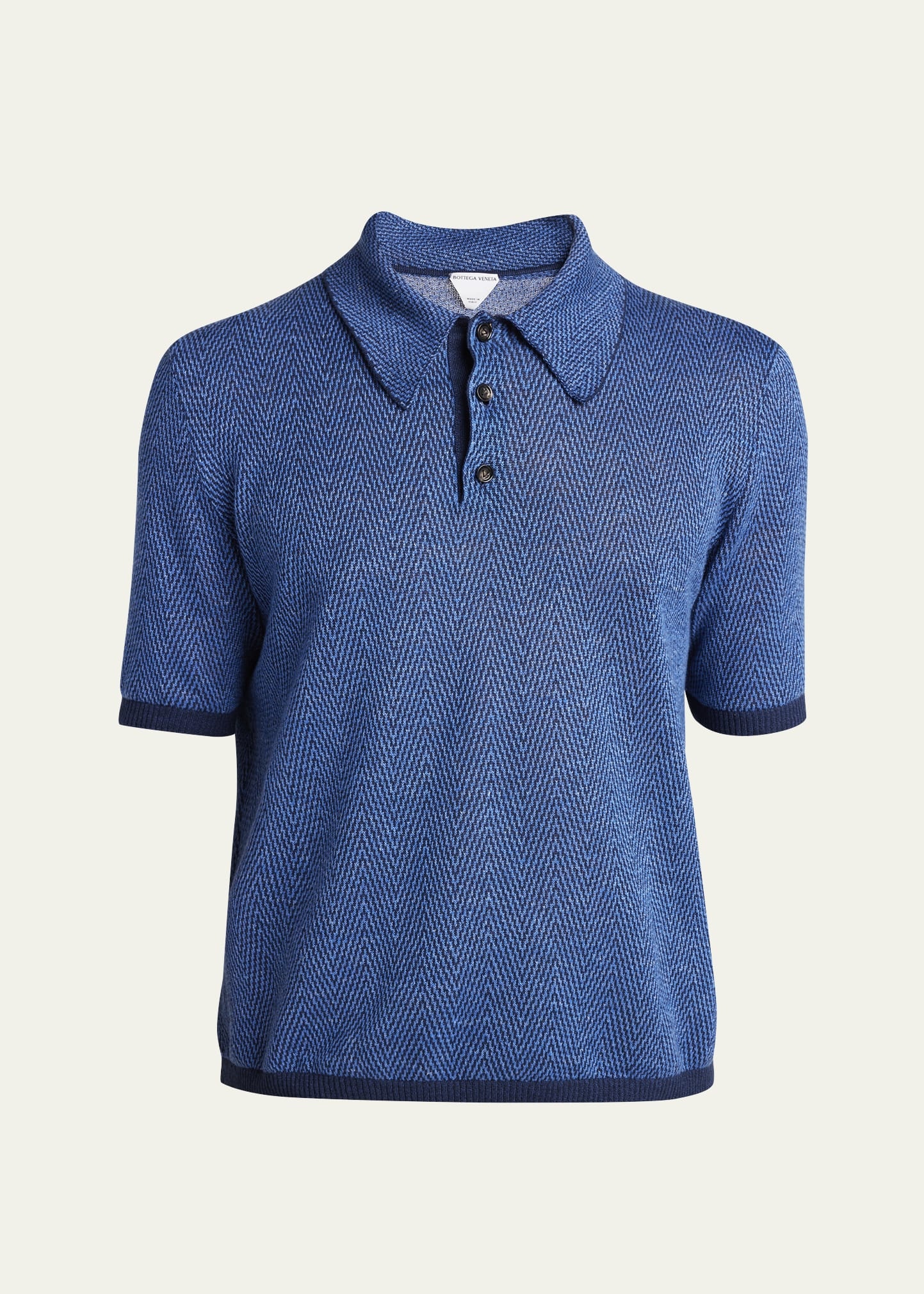 Men's Linen-Cotton Chevron Polo Shirt - 1