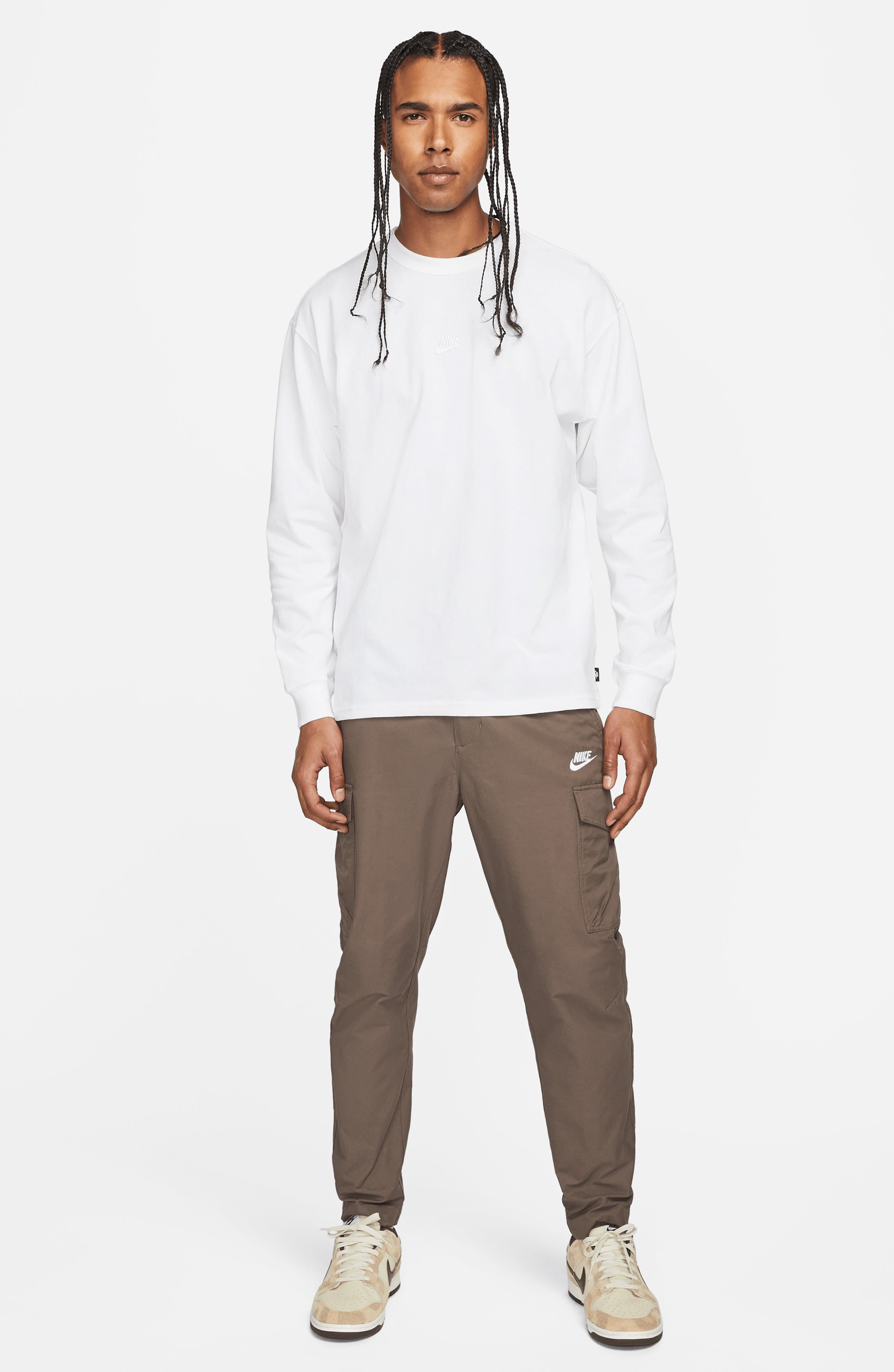 Nike Sportswear Premium Essentials Long Sleeve T-Shirt in White/White at Nordstrom - 4