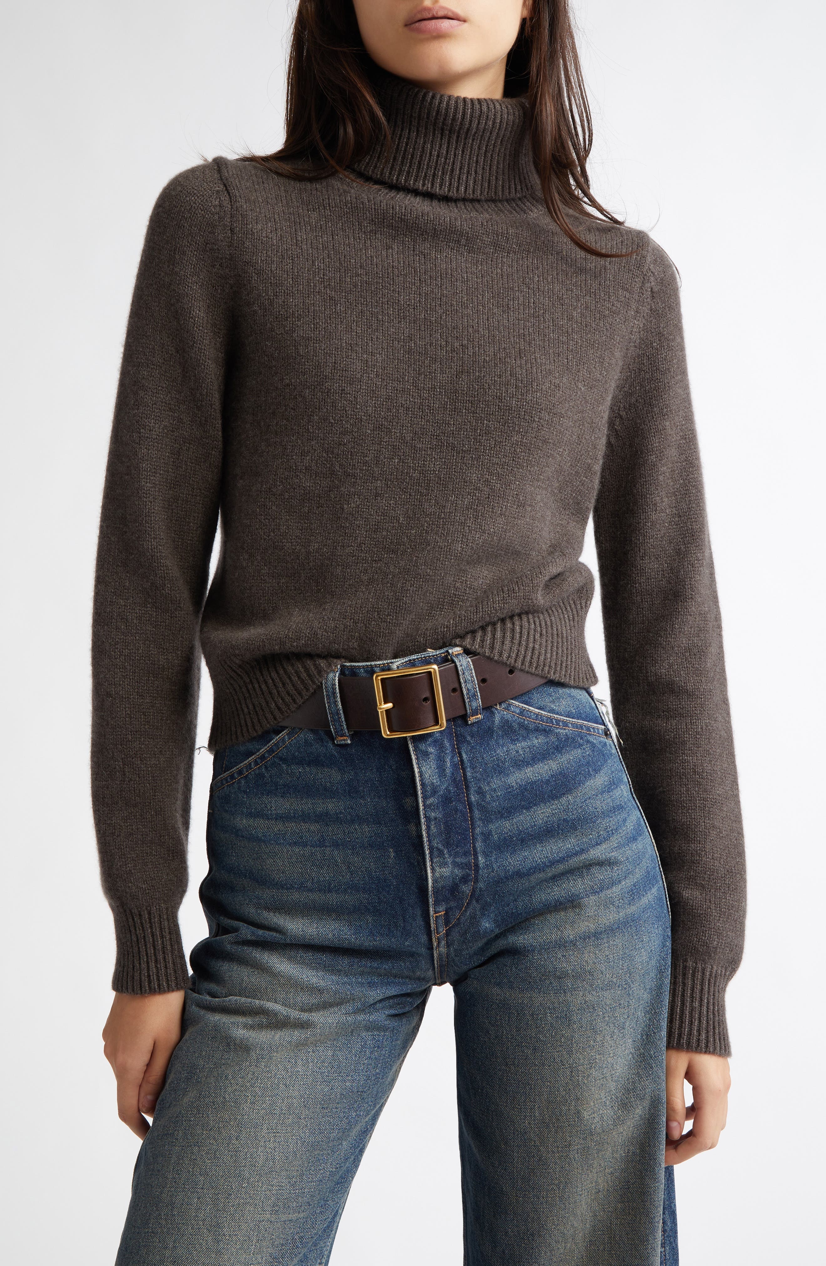 Nili Lotan Hollyn Cashmere Turtleneck Sweater in Dark Umber Melange at Nordstrom - 1