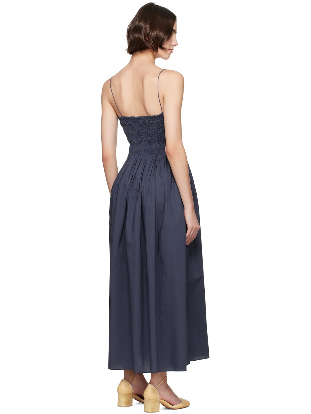 Navy Shirred Bodice Maxi Dress - 3