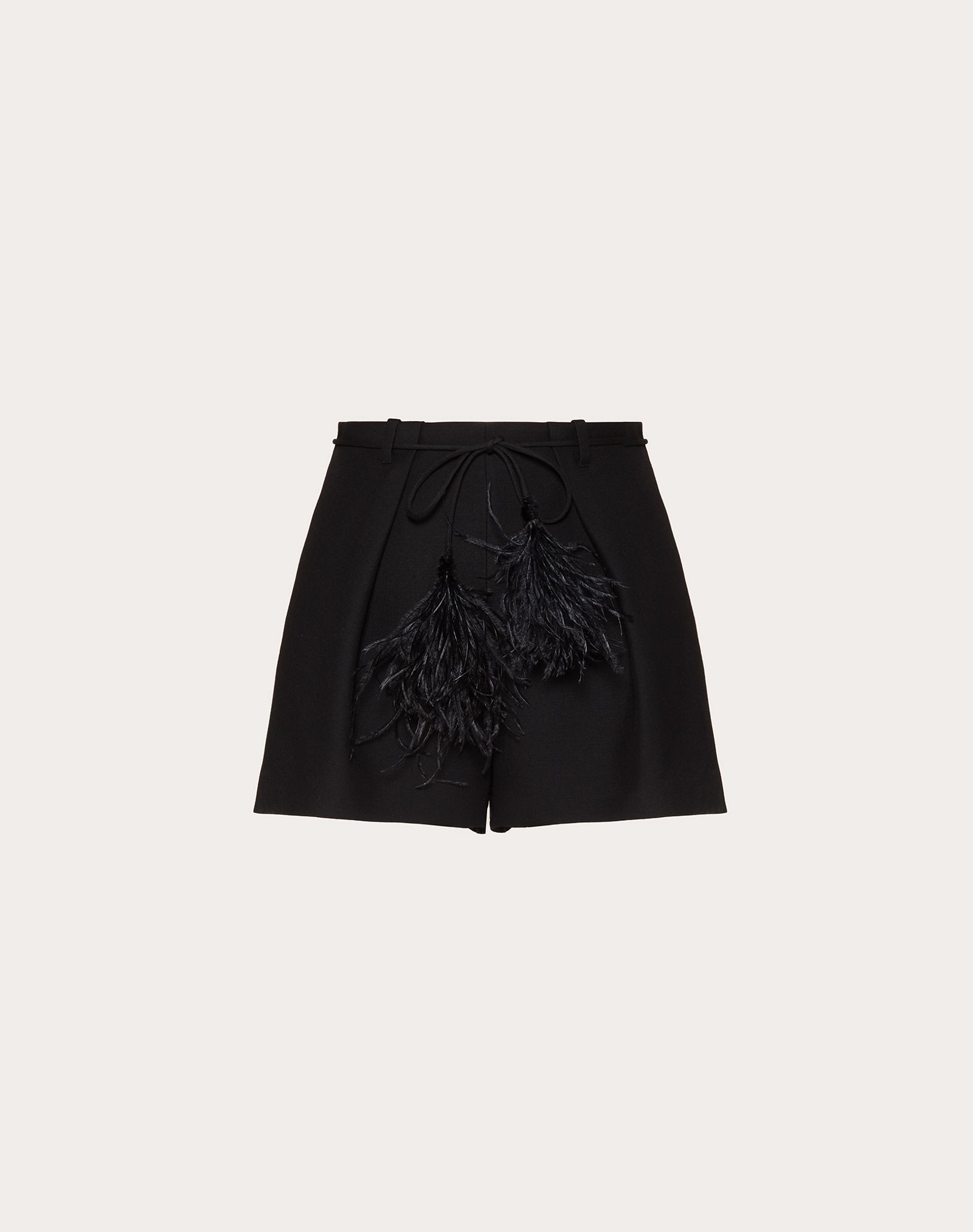 Crepe Couture Shorts with Feather Tassels - 1