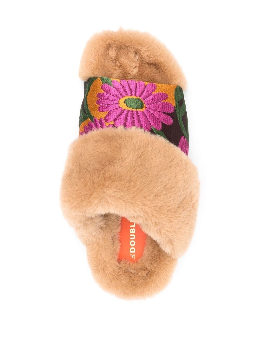 faux-fur floral strap slides - 4