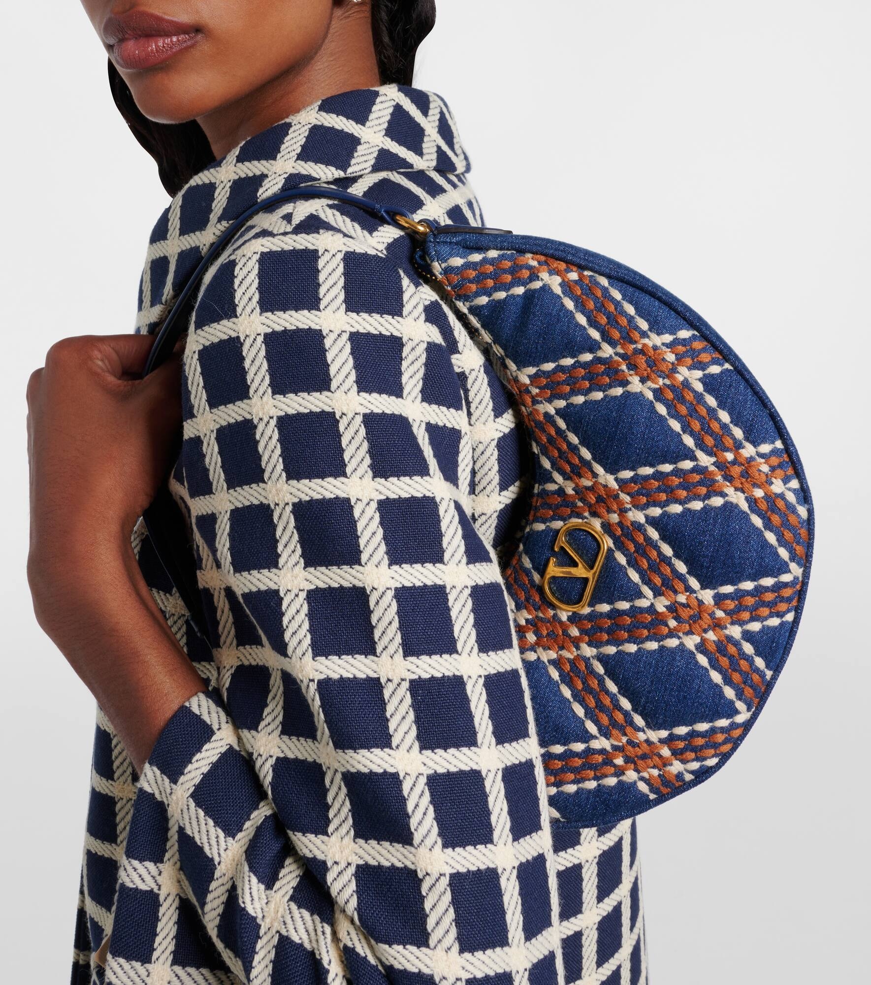 Quiltie 67 embroidered denim shoulder bag - 2