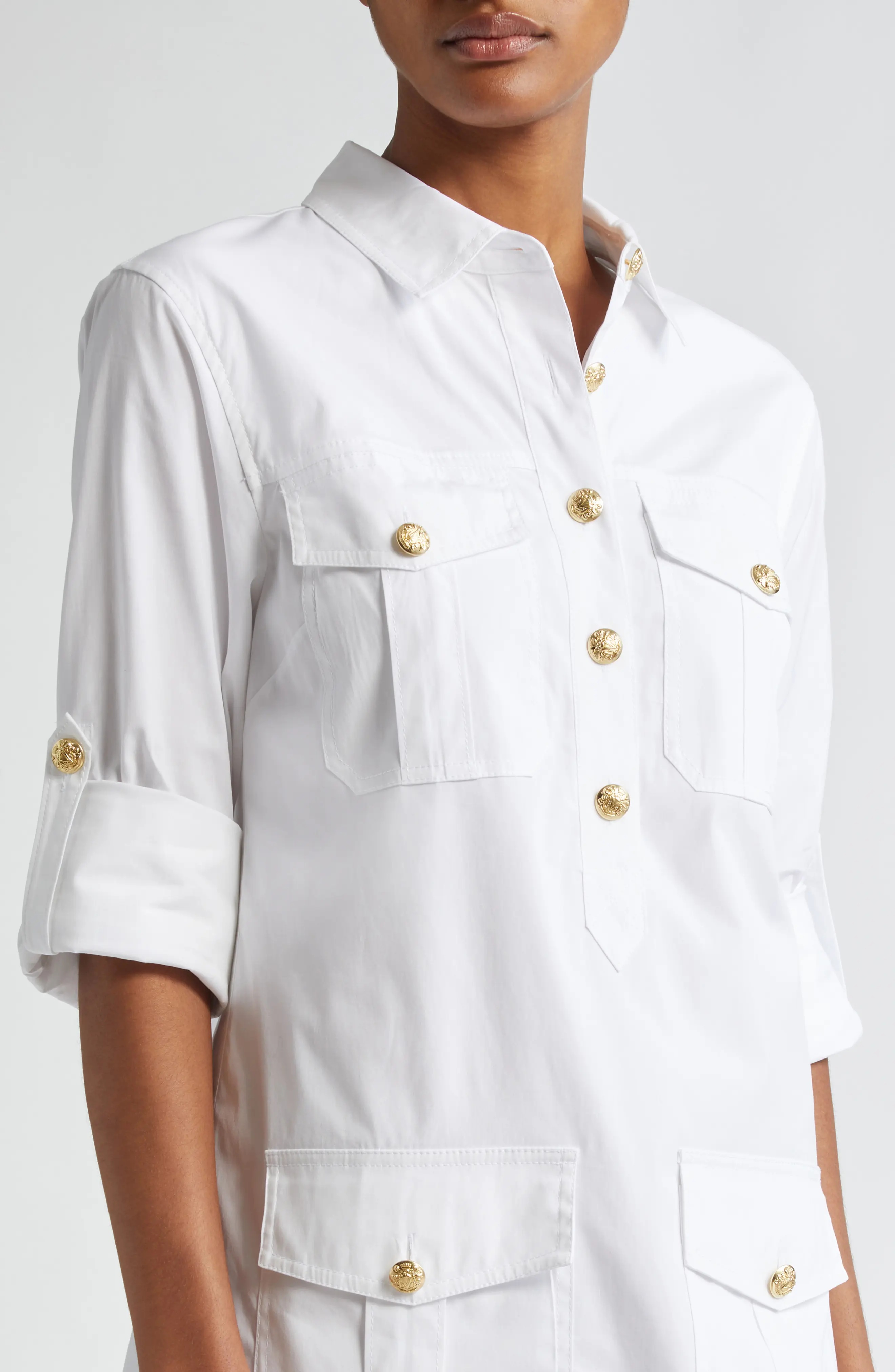 Saude Long Sleeve Cargo Shirtdress - 4