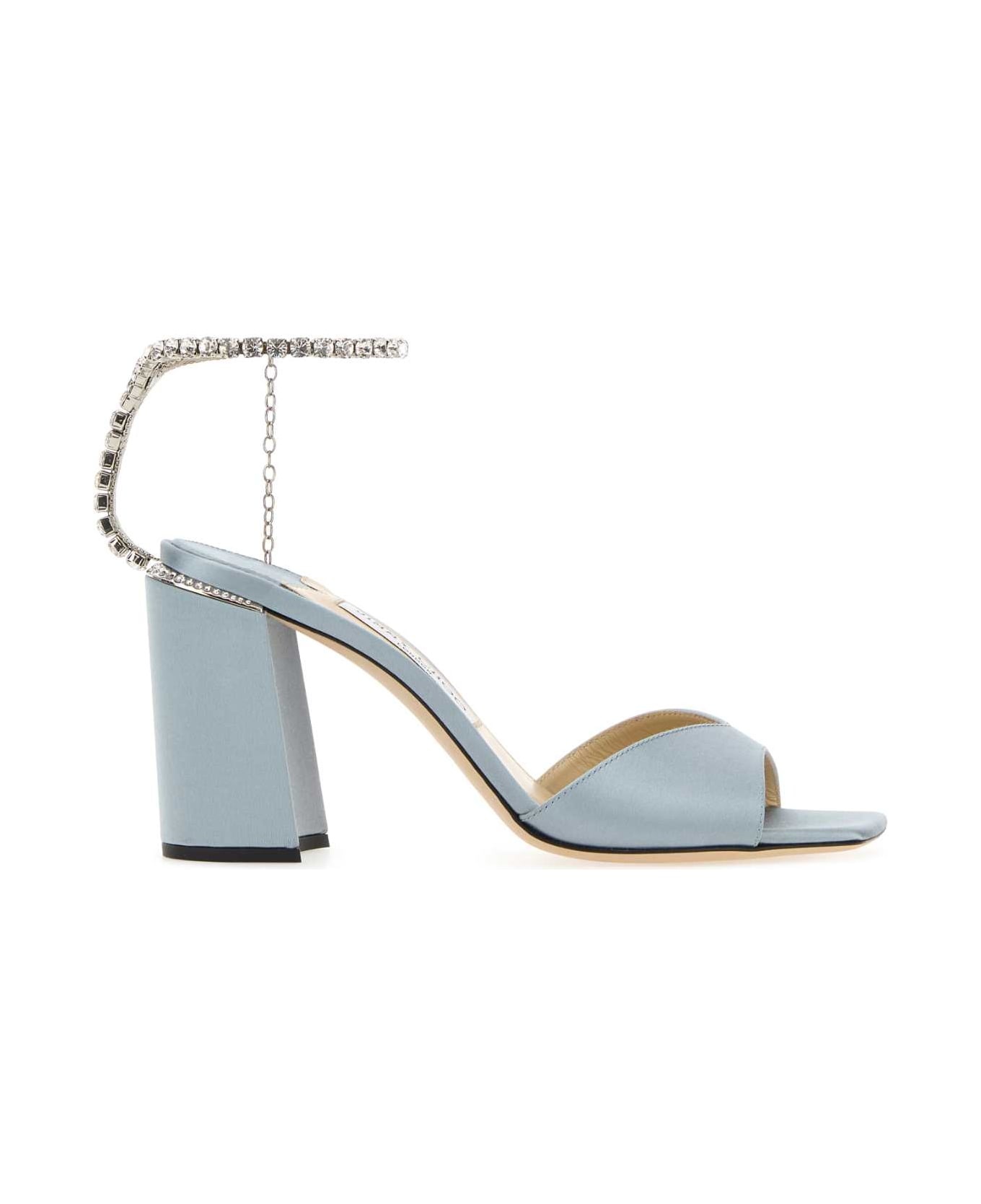 Pastel Light Blue Satin Saeda 85 Sandals - 1