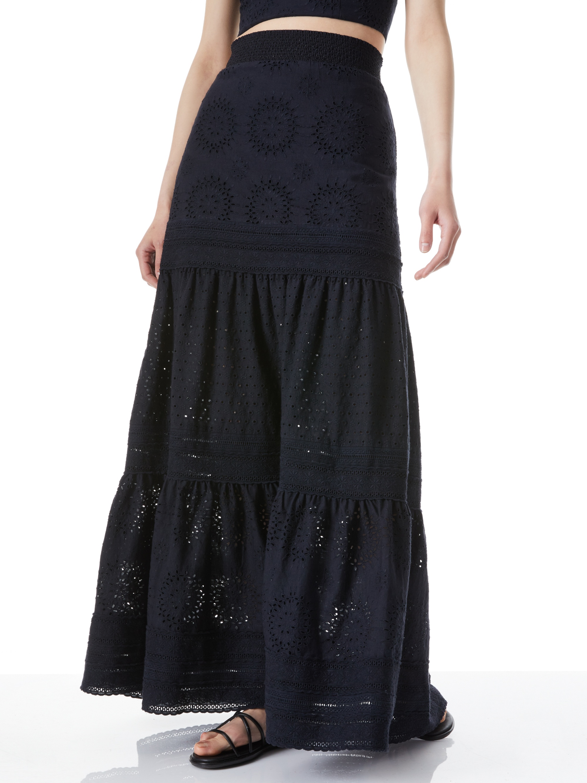 REISE EYELET PANELLED MAXI SKIRT - 2